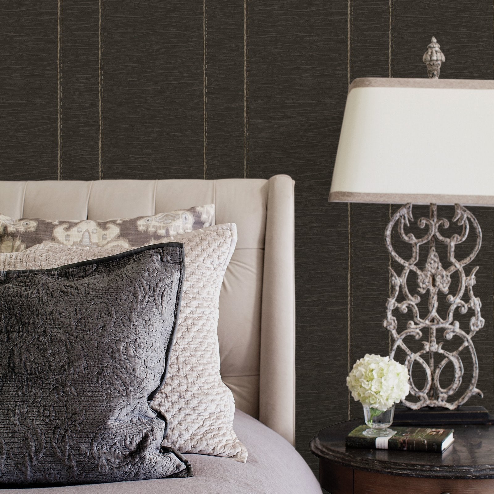 Pleated Stripe wallpaper in bronze brown color - pattern number G67645 - by Galerie in the Palazzo 2 collection