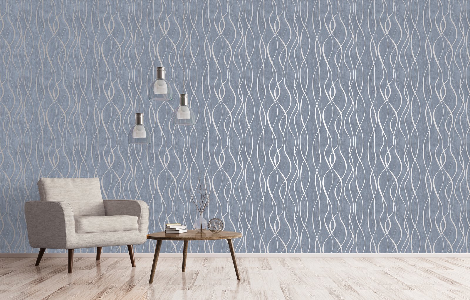 Glitter Ribbons wallpaper in silver grey color - pattern number G67720 - by Galerie in the Special FX 2 collection