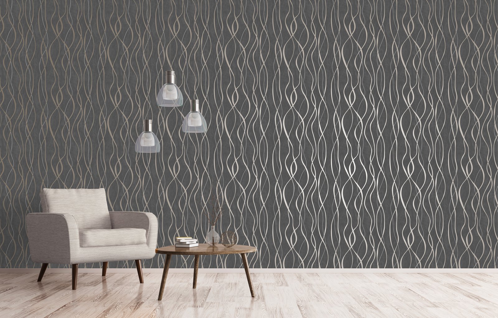 Glitter Ribbons wallpaper in bronze brown color - pattern number G67737 - by Galerie in the Special FX 2 collection