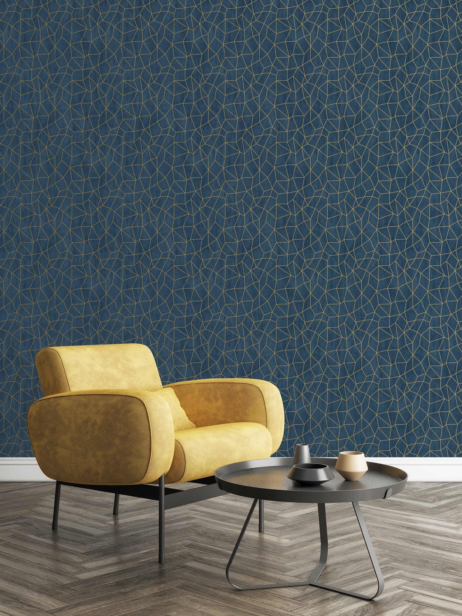 Glitter Web wallpaper in blue color - pattern number G68082 - by Galerie in the Special FX 2 collection