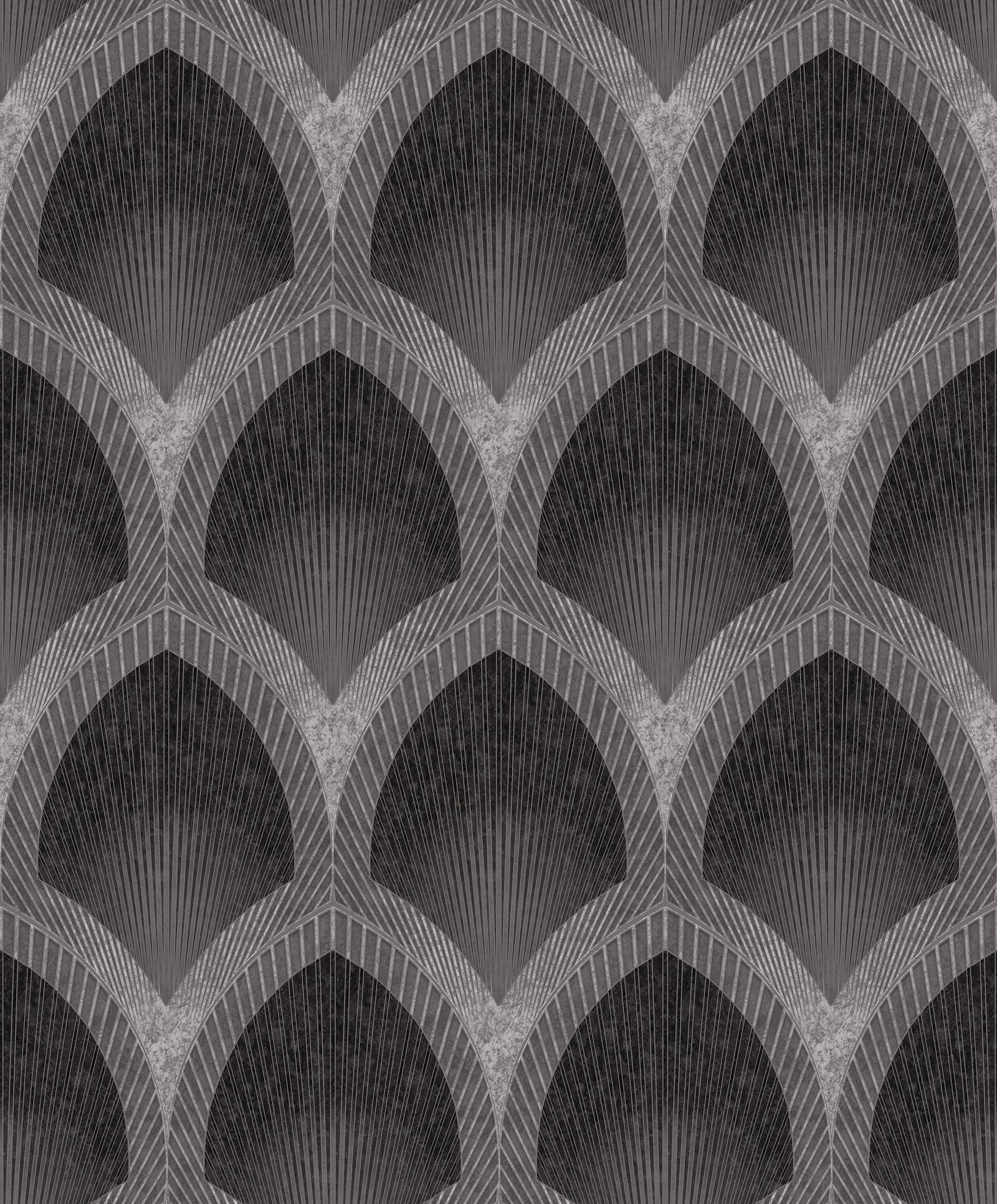 Nouveau Scallop wallpaper in silver grey color - pattern number G68084 - by Galerie in the Special FX 2 collection