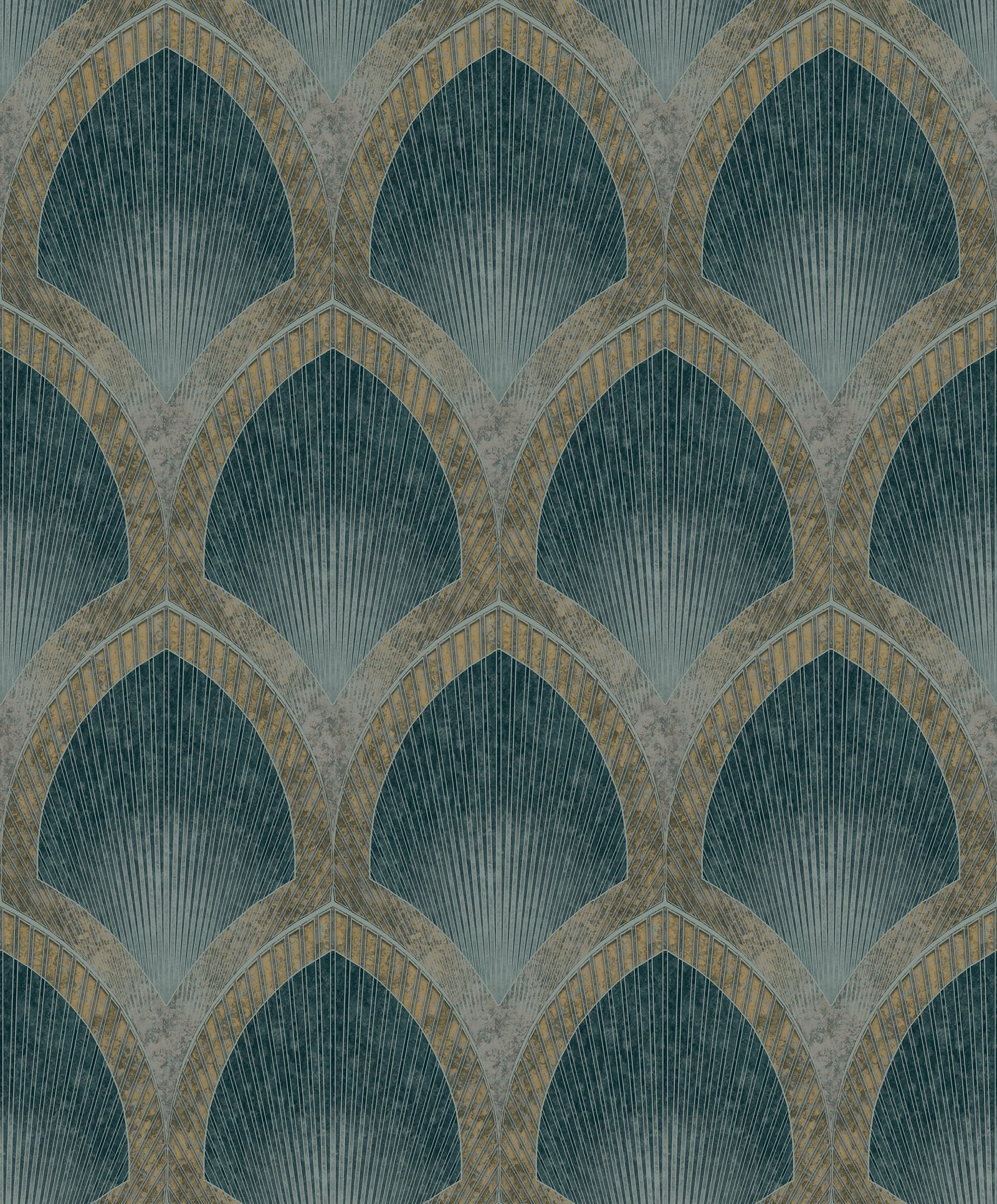 Nouveau Scallop wallpaper in green color - pattern number G68085 - by Galerie in the Special FX 2 collection