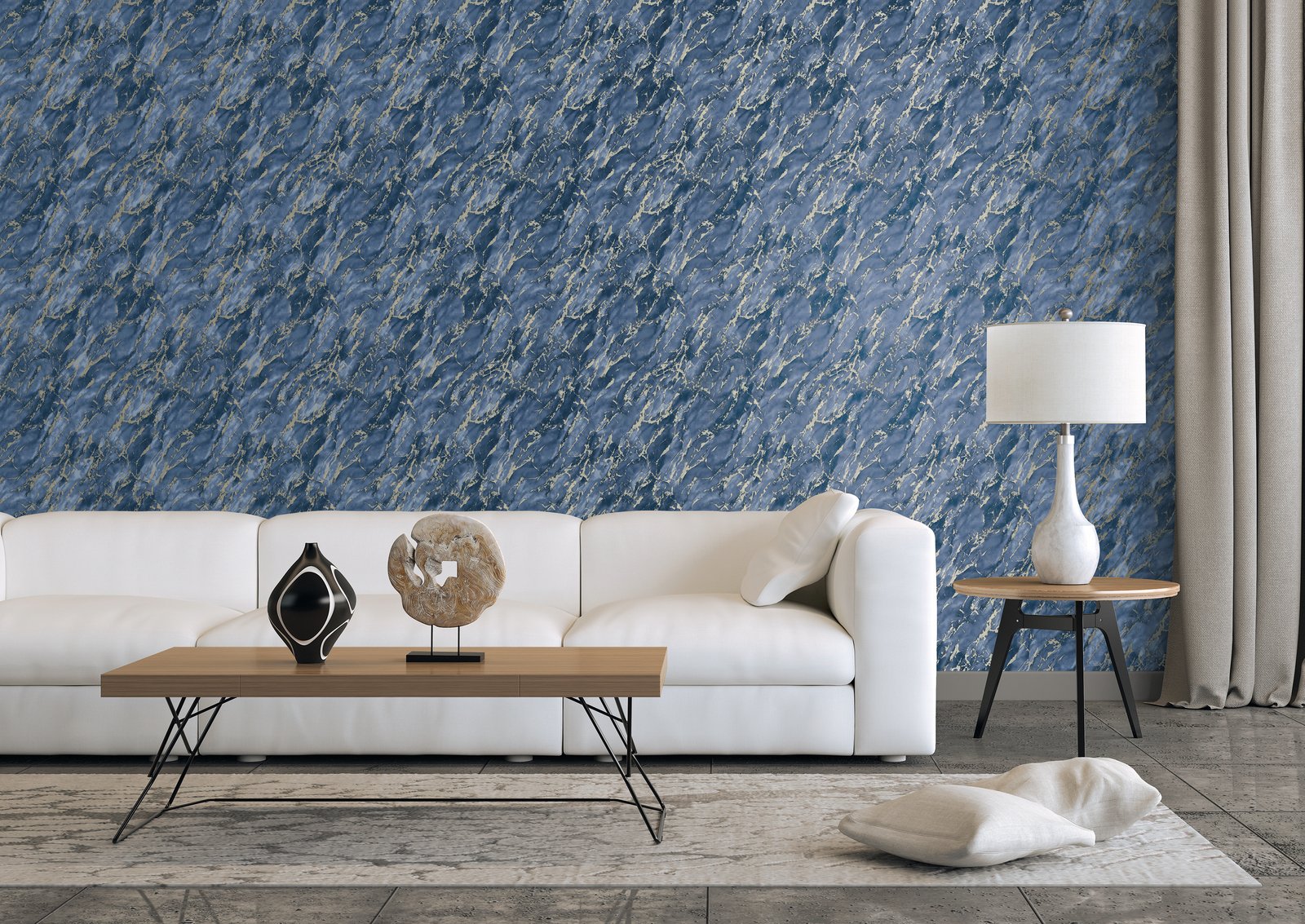 Special Marble wallpaper in blue color - pattern number G68093 - by Galerie in the Special FX 2 collection