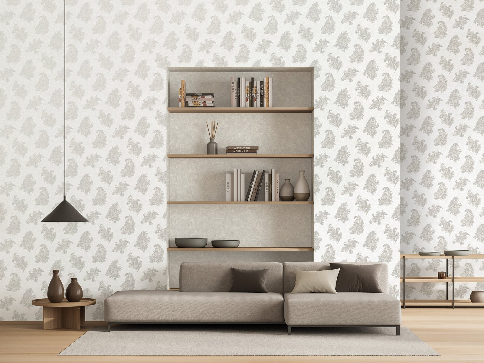 Acanthus wallpaper in silver grey color - pattern number G68661 - by Galerie in the Palazzo 2 collection