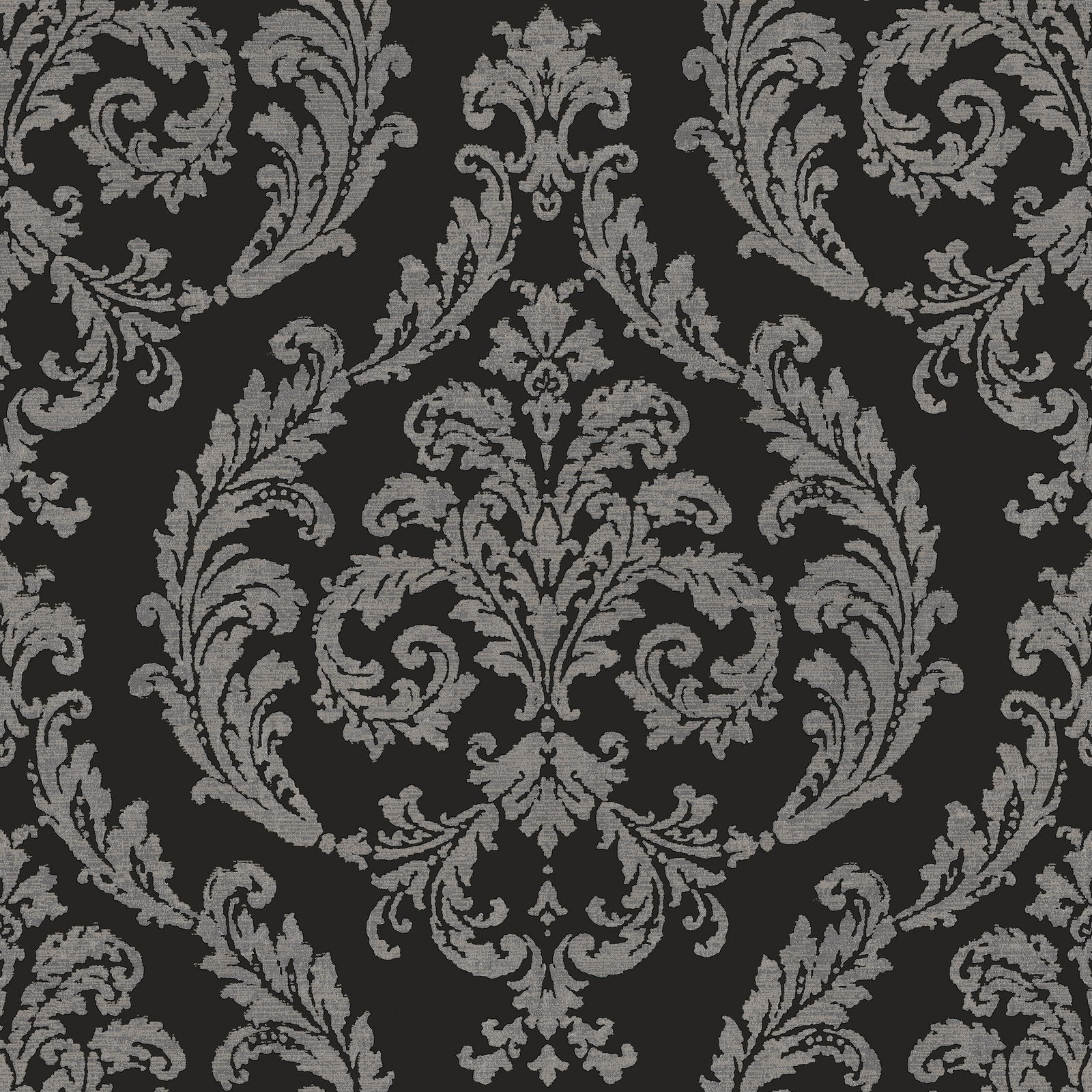 Silk Damask wallpaper in black color - pattern number G68676 - by Galerie in the Palazzo 2 collection