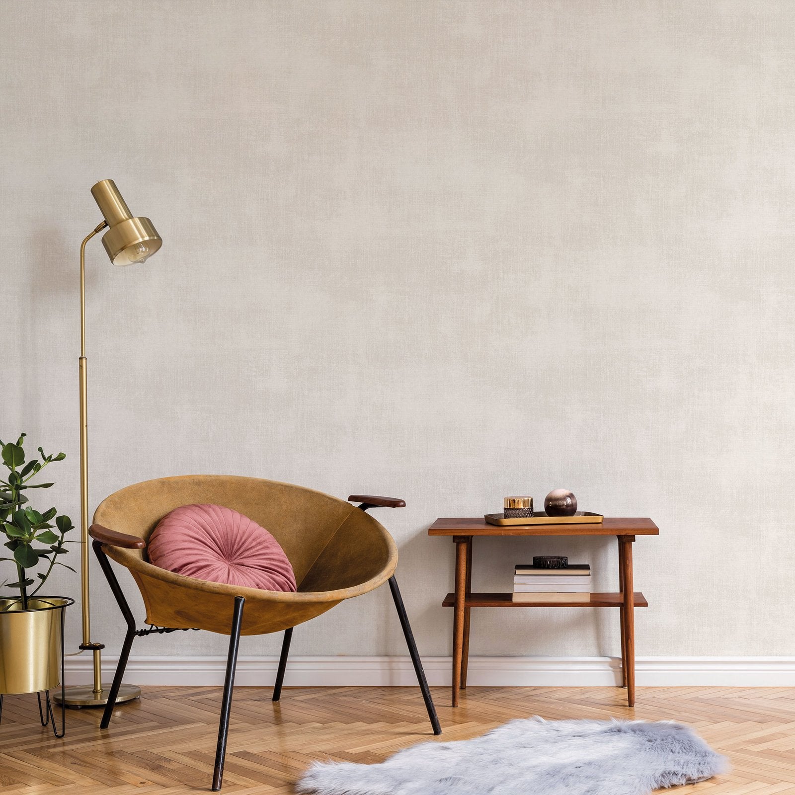 Metallic Linen wallpaper in beige color - pattern number G78251 - by Galerie in the Atmosphere collection