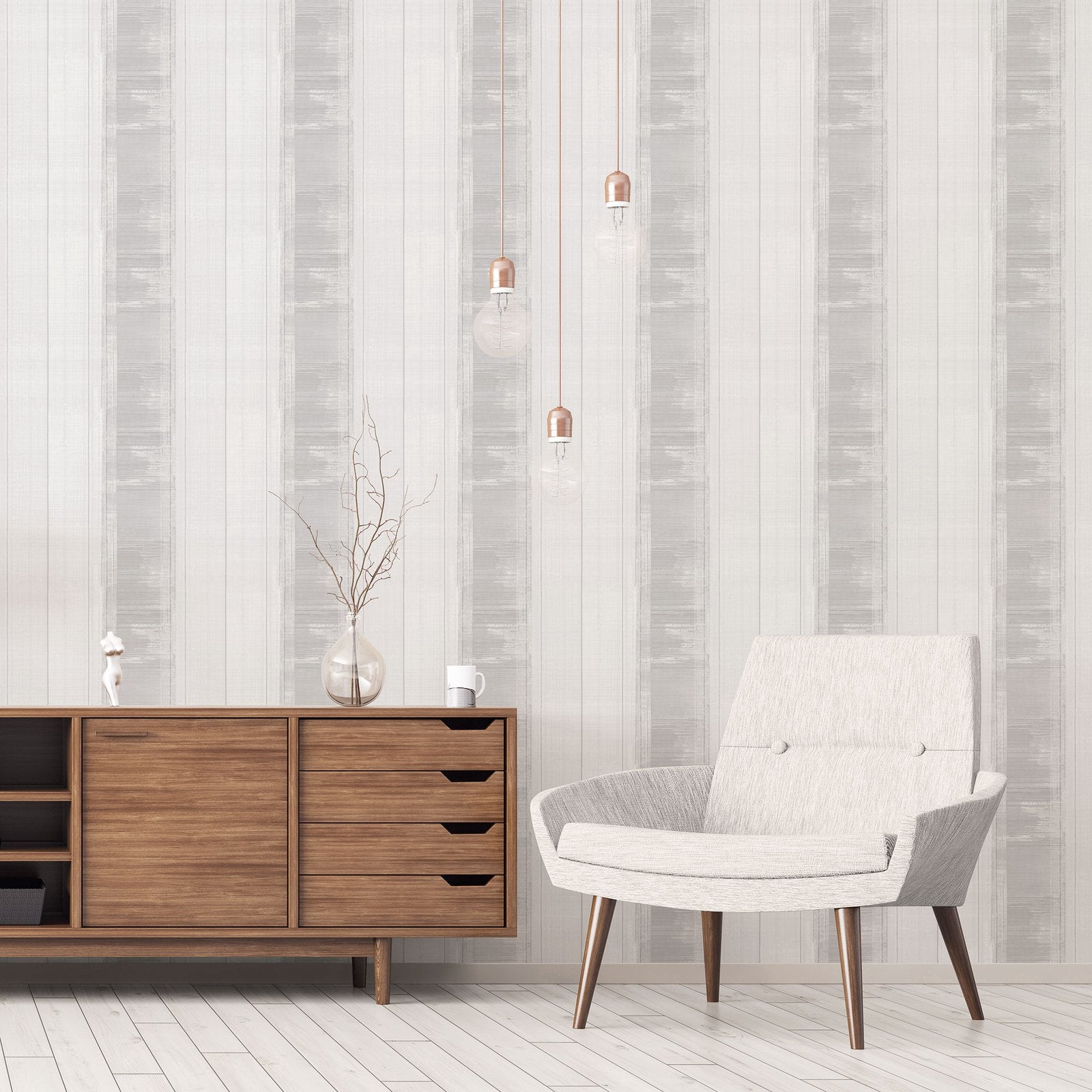 Sublime Stripe wallpaper in silver grey color - pattern number G78272 - by Galerie in the Atmosphere collection