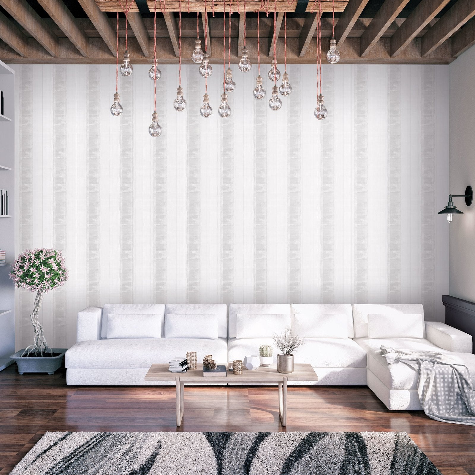 Sublime Stripe wallpaper in silver grey color - pattern number G78274 - by Galerie in the Atmosphere collection