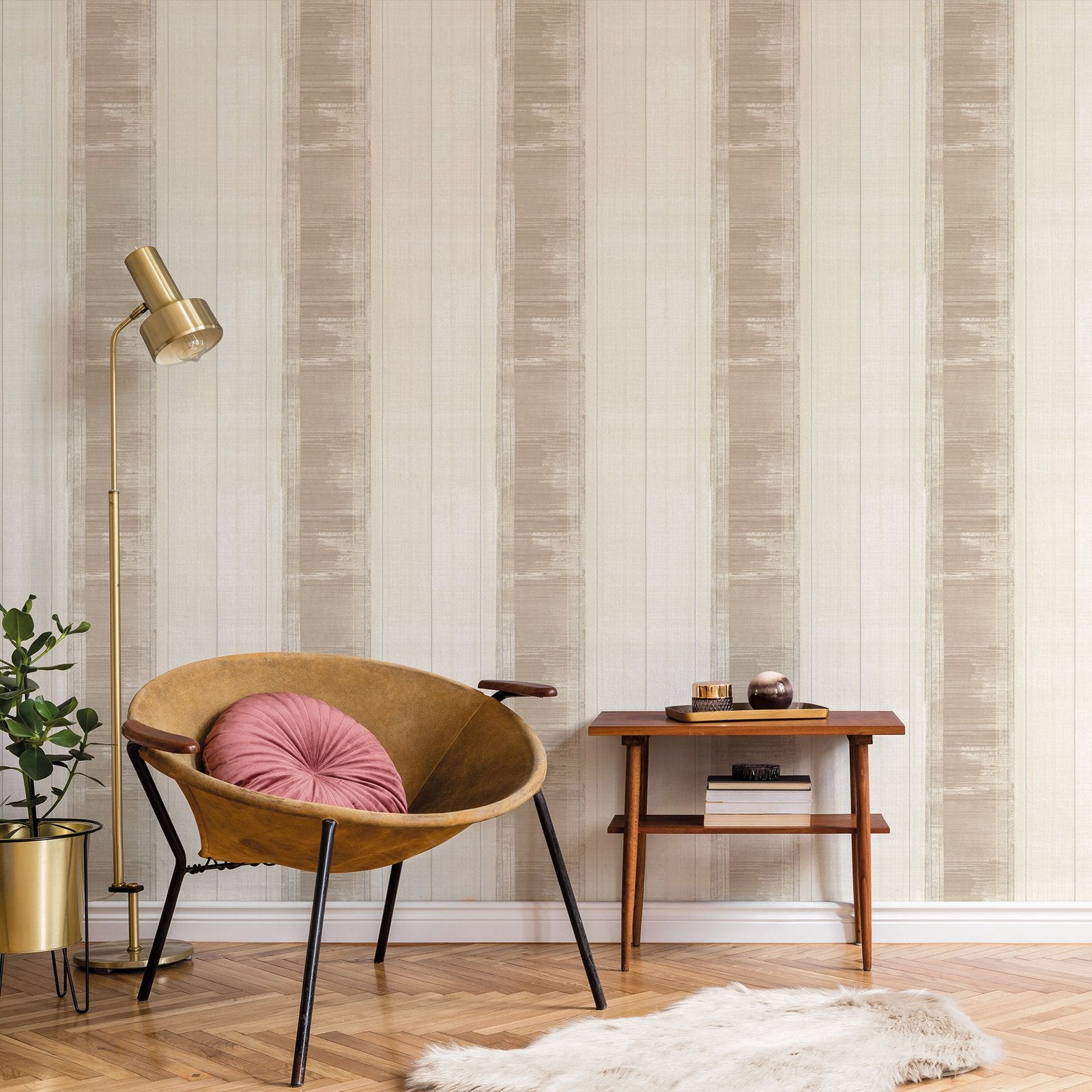 Sublime Stripe wallpaper in beige color - pattern number G78275 - by Galerie in the Atmosphere collection