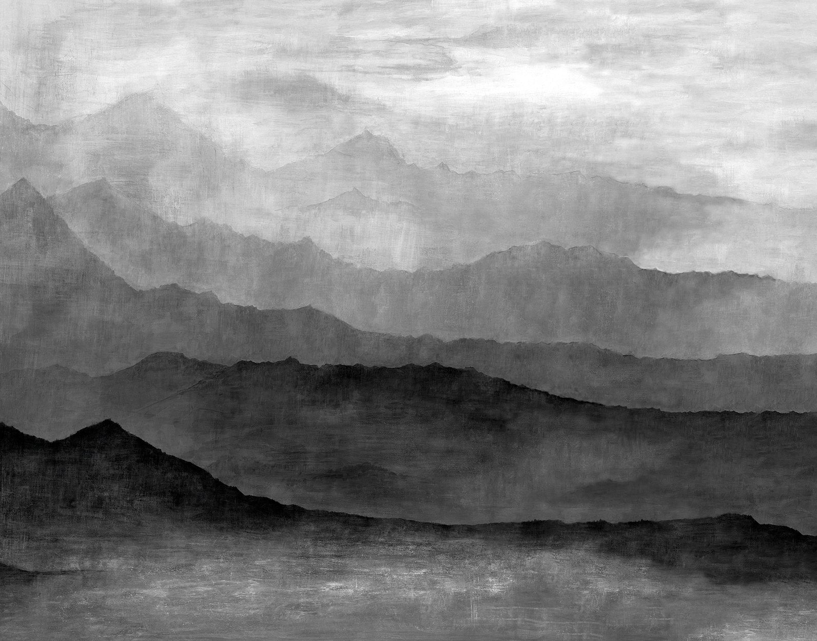Misty Mountains mural in silver grey color - pattern number G78421 - by Galerie in the Atmosphere collection