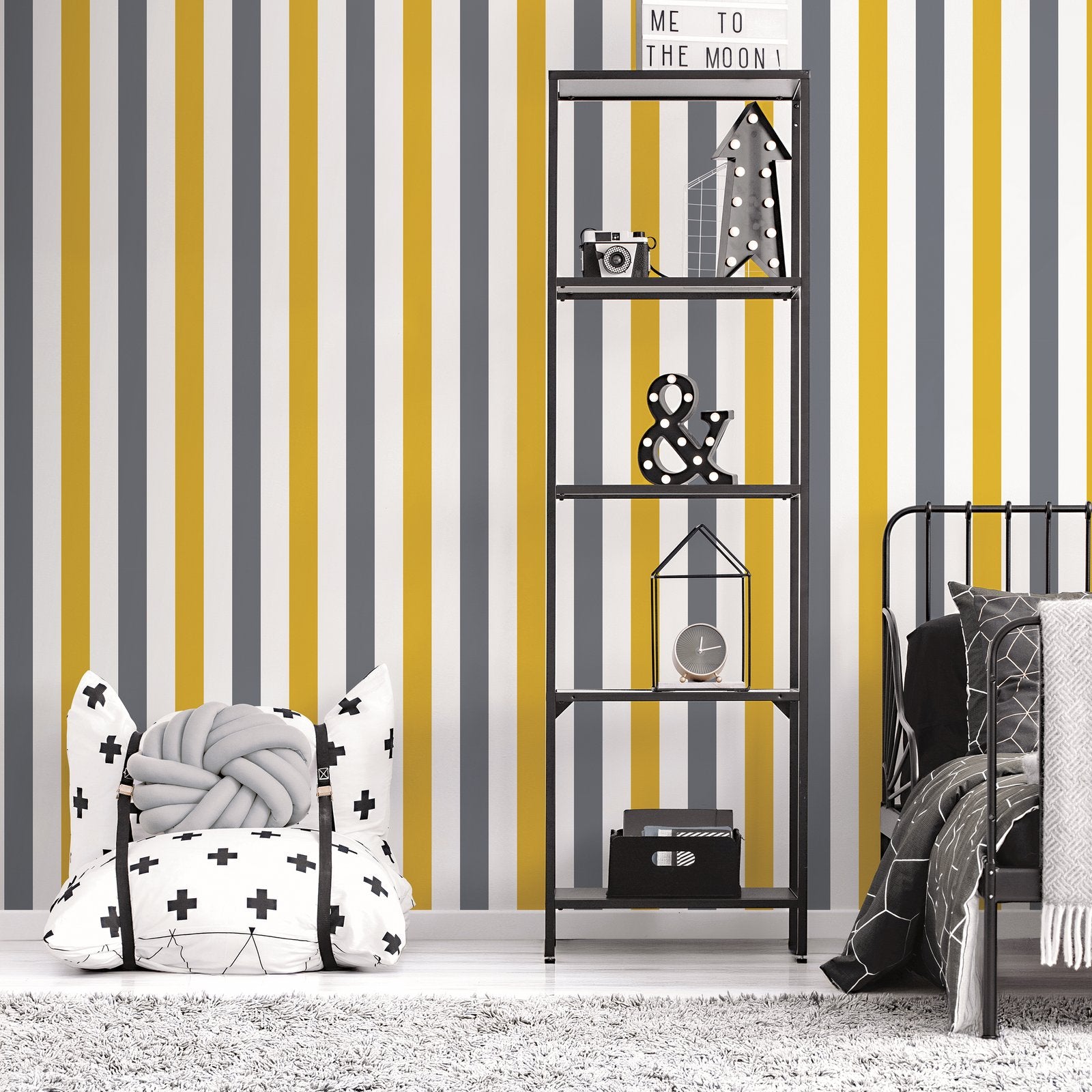 2 color Awning Stripe Wallpaper in Yellow color - pattern number G78551 - by Galerie in the Kids and Teens collection