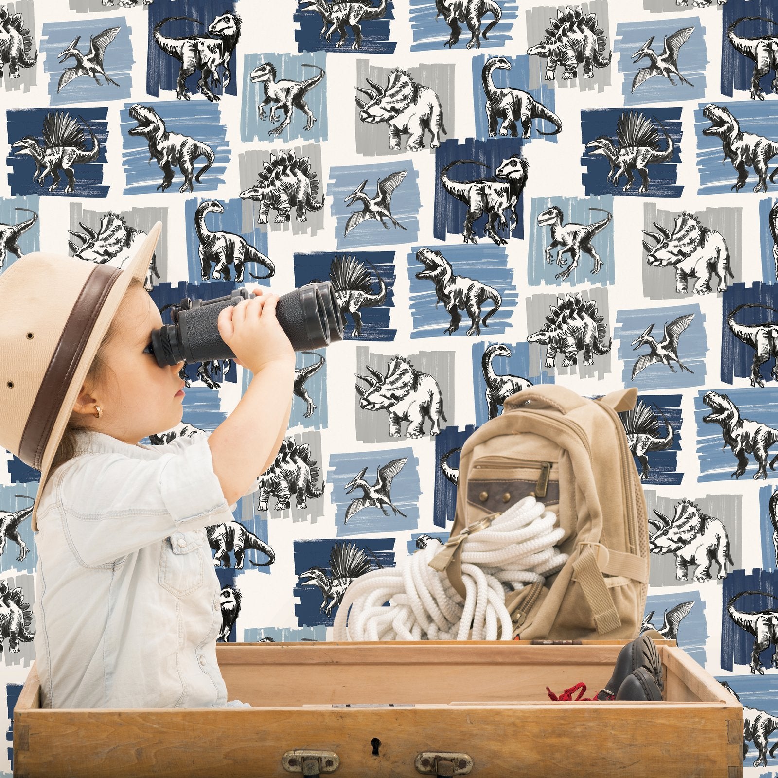 Dinosaurs Wallpaper in Blue color - pattern number G78559 - by Galerie in the Kids and Teens collection