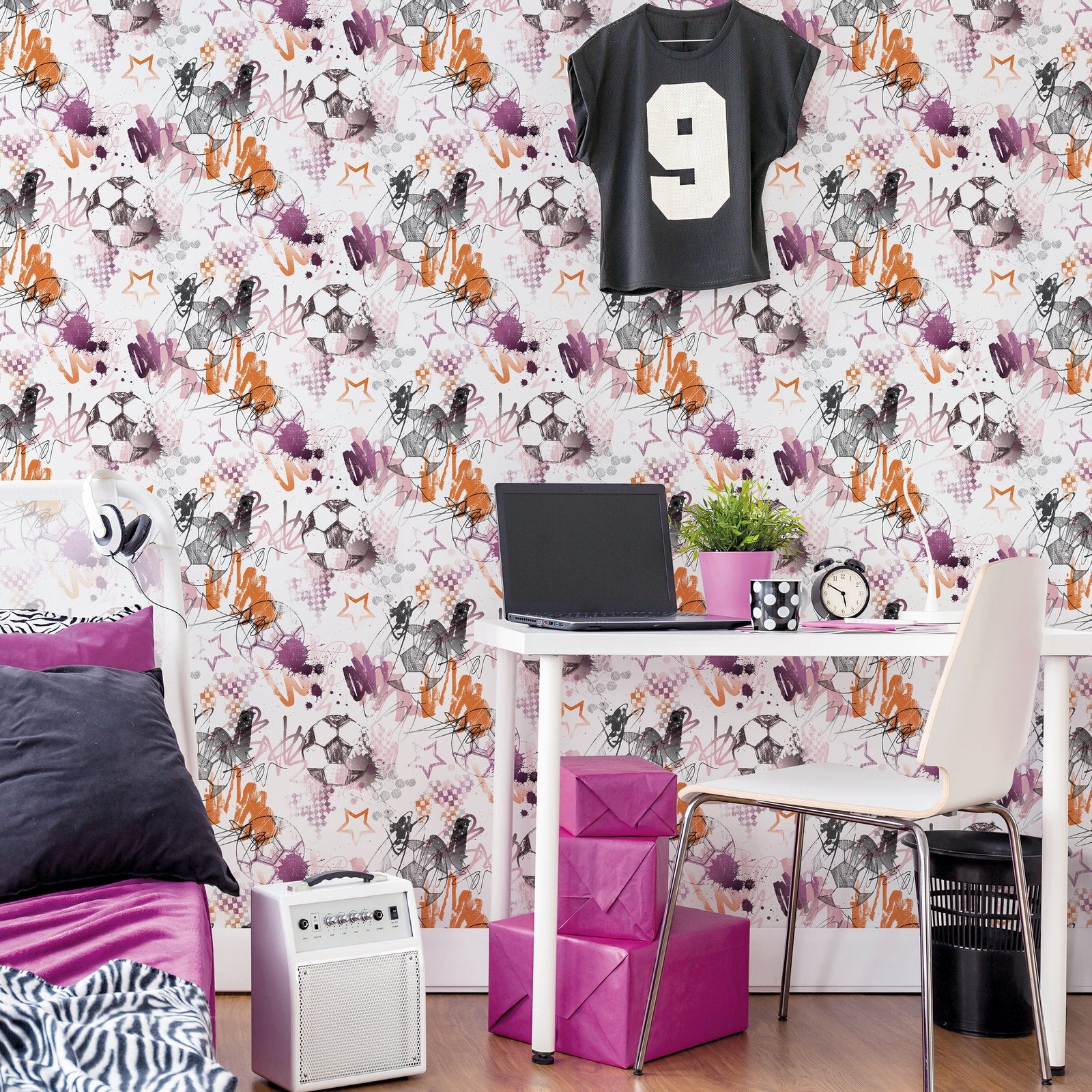 Graffiti Sports Wallpaper in Pink color - pattern number G78567 - by Galerie in the Kids and Teens collection