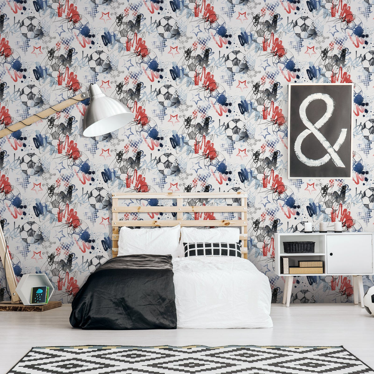 Graffiti Sports Wallpaper in Blue color - pattern number G78568 - by Galerie in the Kids and Teens collection