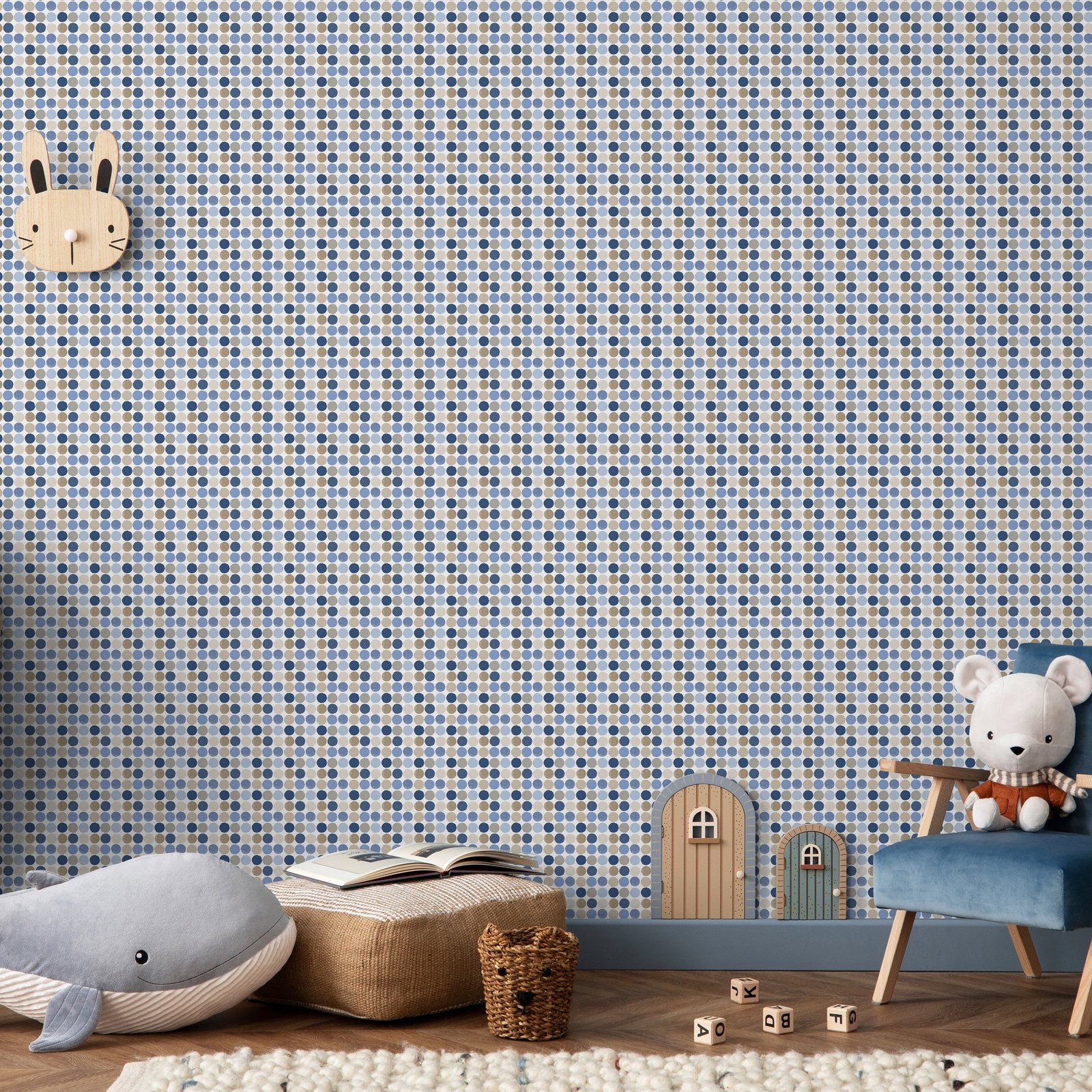 Penny Dots Wallpaper in Blue color - pattern number G78578 - by Galerie in the Kids and Teens collection