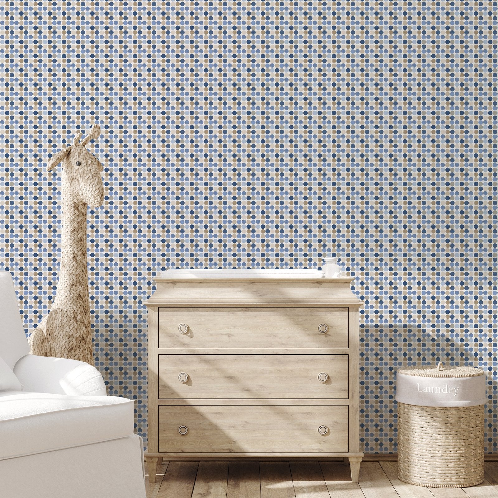 Penny Dots Wallpaper in Blue color - pattern number G78578 - by Galerie in the Kids and Teens collection