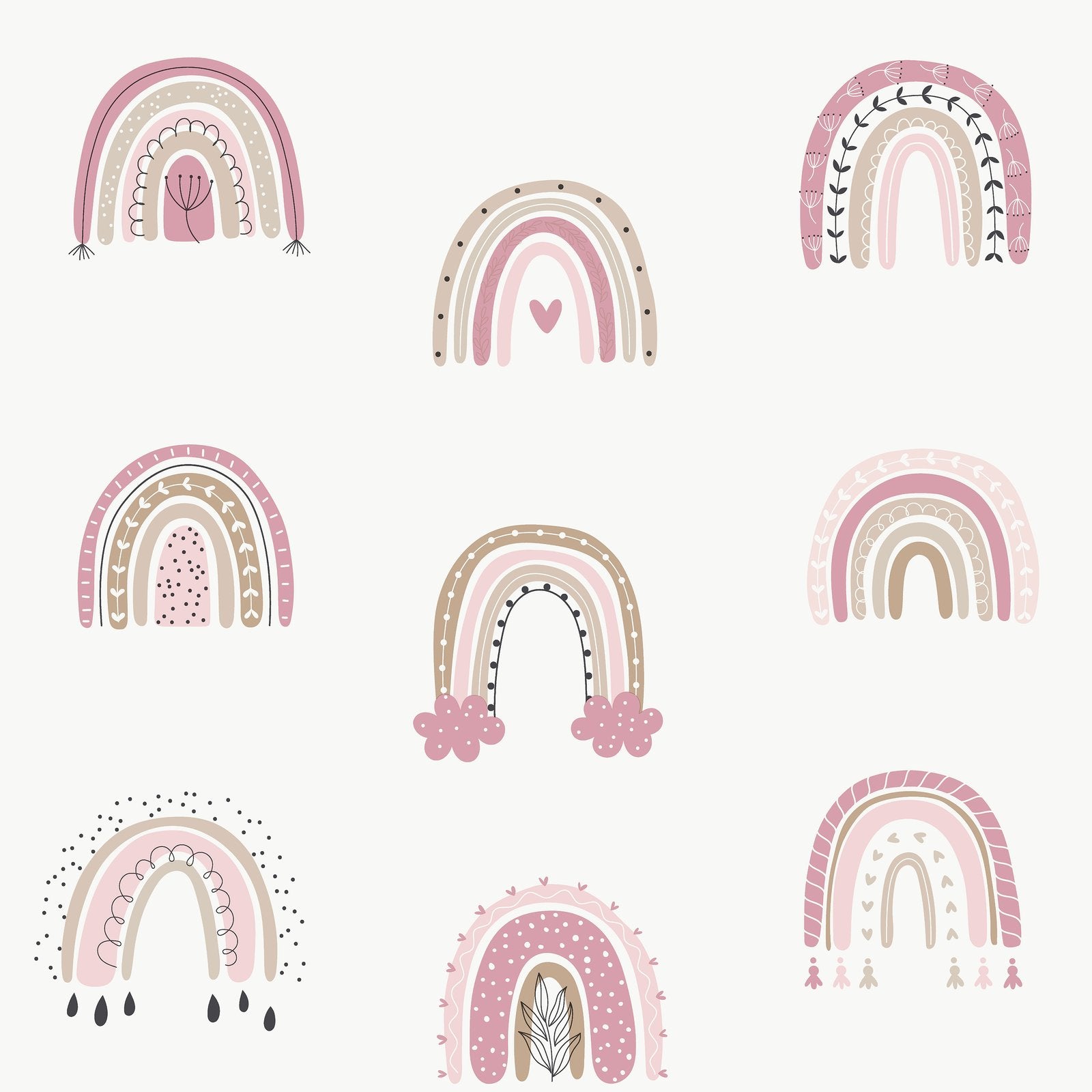Rainbo-Ho Wallpaper in Pink color - pattern number G78584 - by Galerie in the Kids and Teens collection