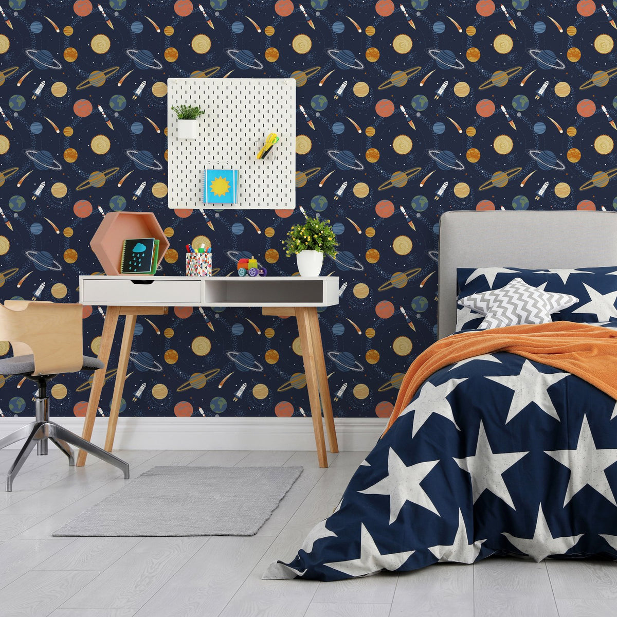 Solar System Wallpaper in Blue color - pattern number G78597 - by Galerie in the Kids and Teens collection