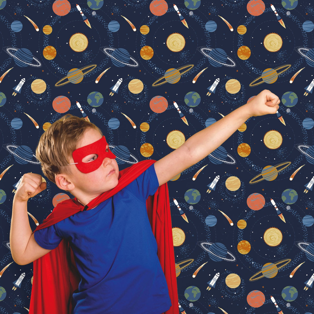 Solar System Wallpaper in Blue color - pattern number G78597 - by Galerie in the Kids and Teens collection
