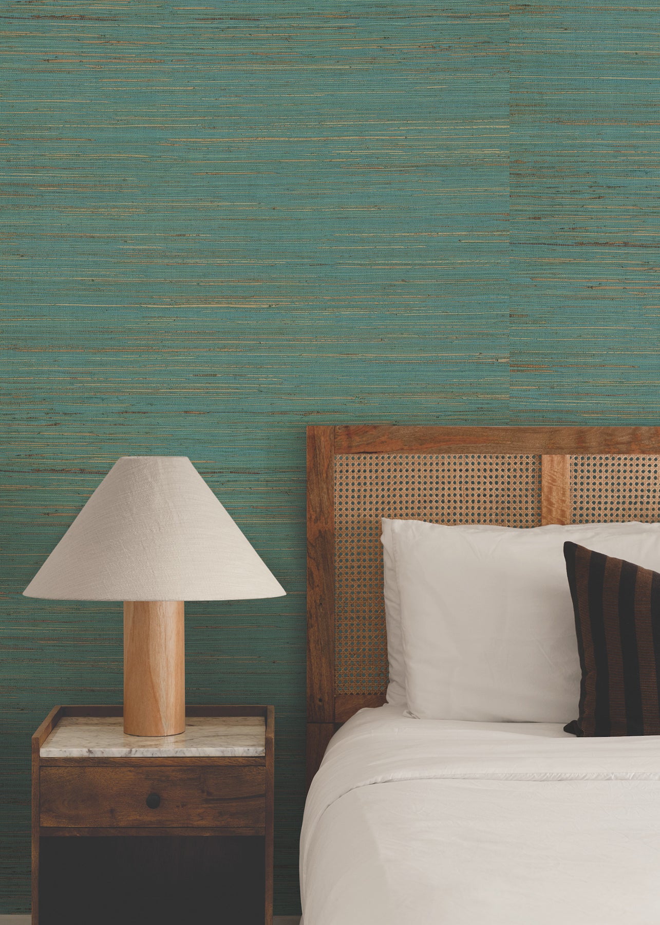 Multicolored Hemp wallpaper in aqua color - pattern number GRL88487 - by Ronald Redding in the Natural Palette Resource collection