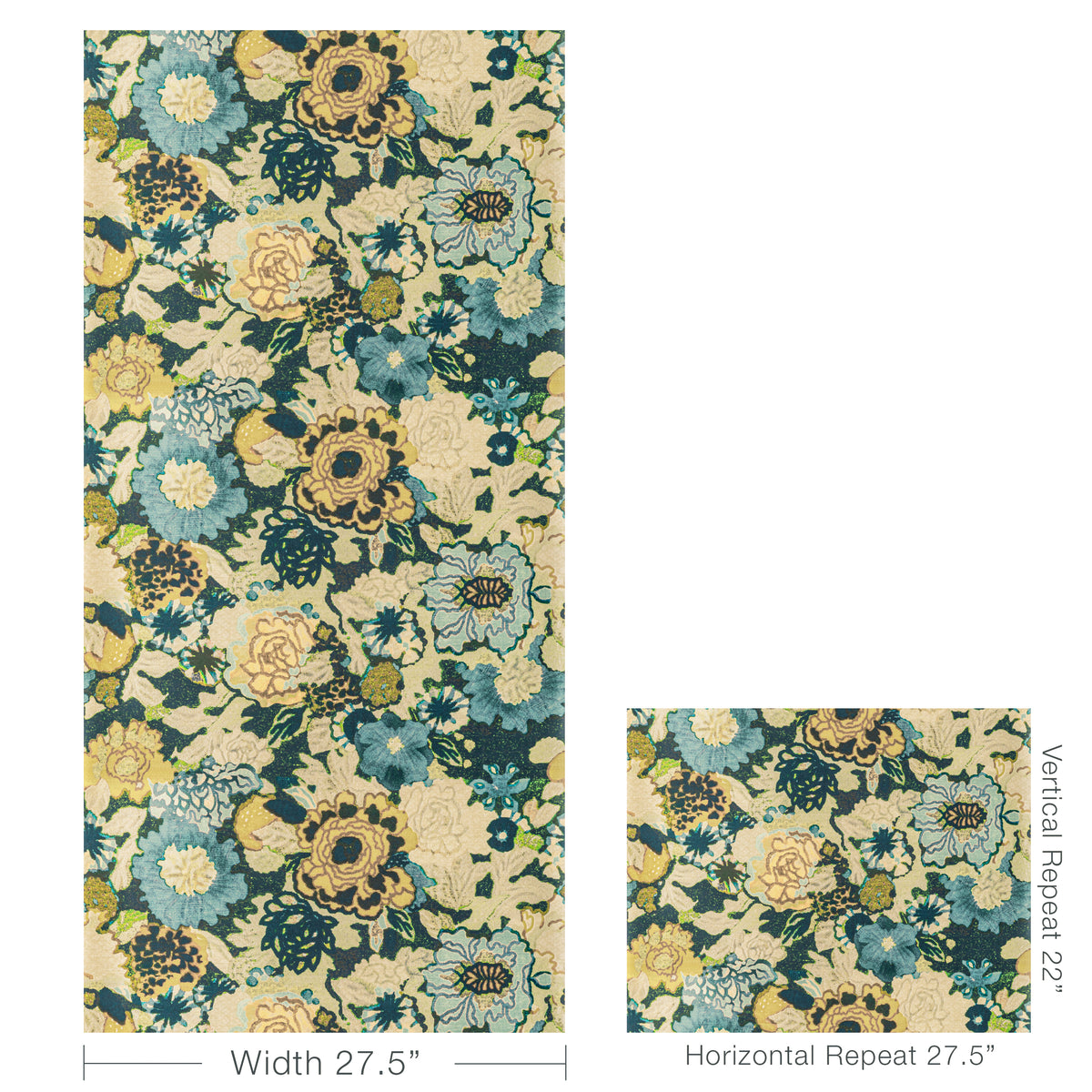 Arioso Wallpaper in Marine/Citron color - pattern number GWP-3729.450.0 - by Lee Jofa Modern in the Rhapsody collection