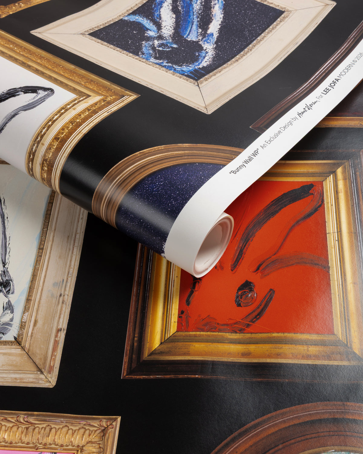 Bunny Wall Wallpaper in Black color - pattern number GWP-3751.8.0 - by Lee Jofa Modern in the Hunt Slonem Belle Terre collection