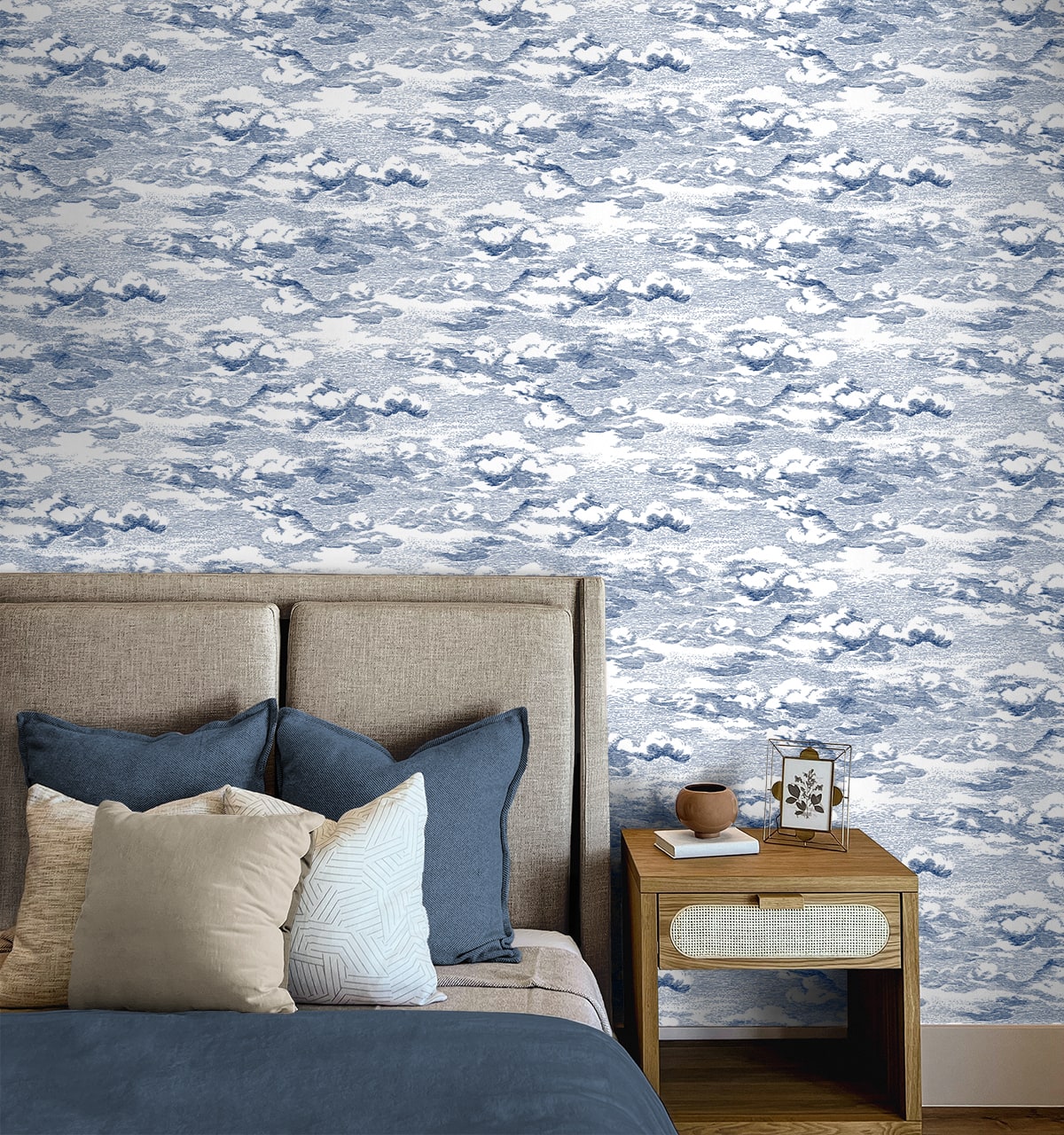 Clouds Peel and Stick wallpaper in blue color - pattern number HG11202 - by NextWall in the Peel and Stick Wallpaper by Harry and Grace 4 collection