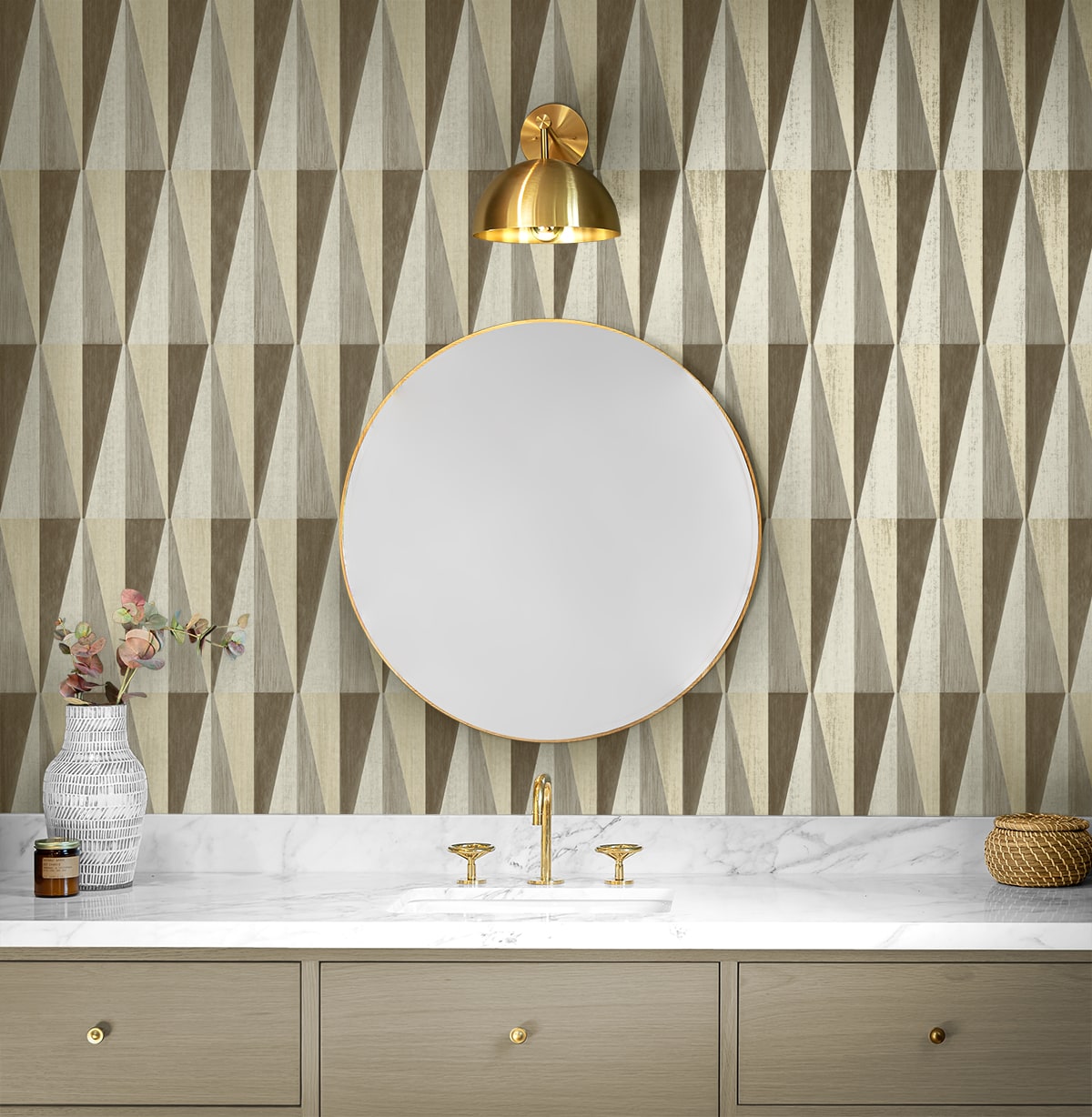 Pieced Diamonds Peel and Stick wallpaper in cafe color - pattern number HG11507 - by NextWall in the Peel and Stick Wallpaper by Harry and Grace 4 collection