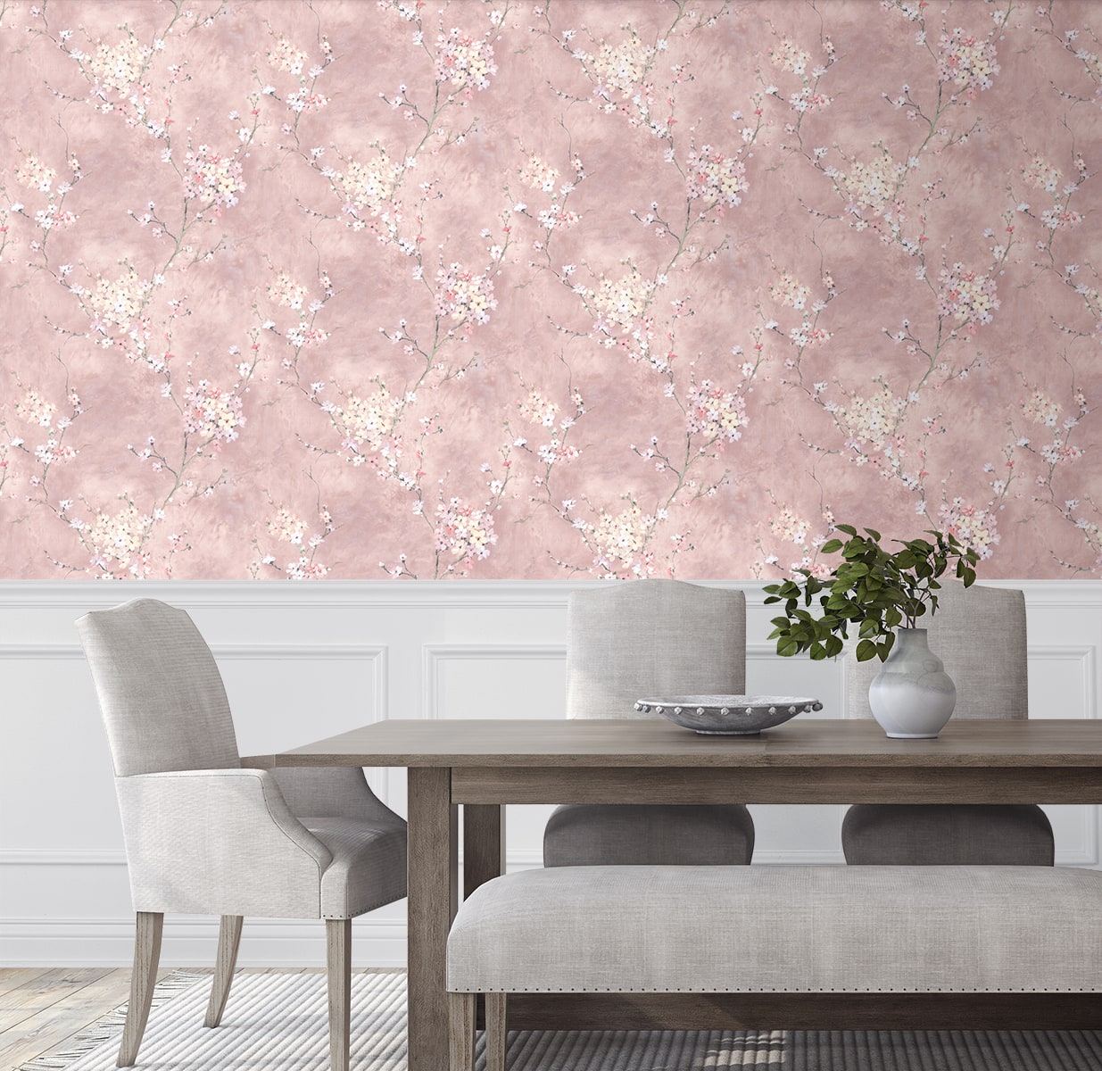 Floral Blossom Peel and Stick wallpaper in dusty rose color - pattern number HG11801 - by NextWall in the Peel and Stick Wallpaper by Harry and Grace 4 collection