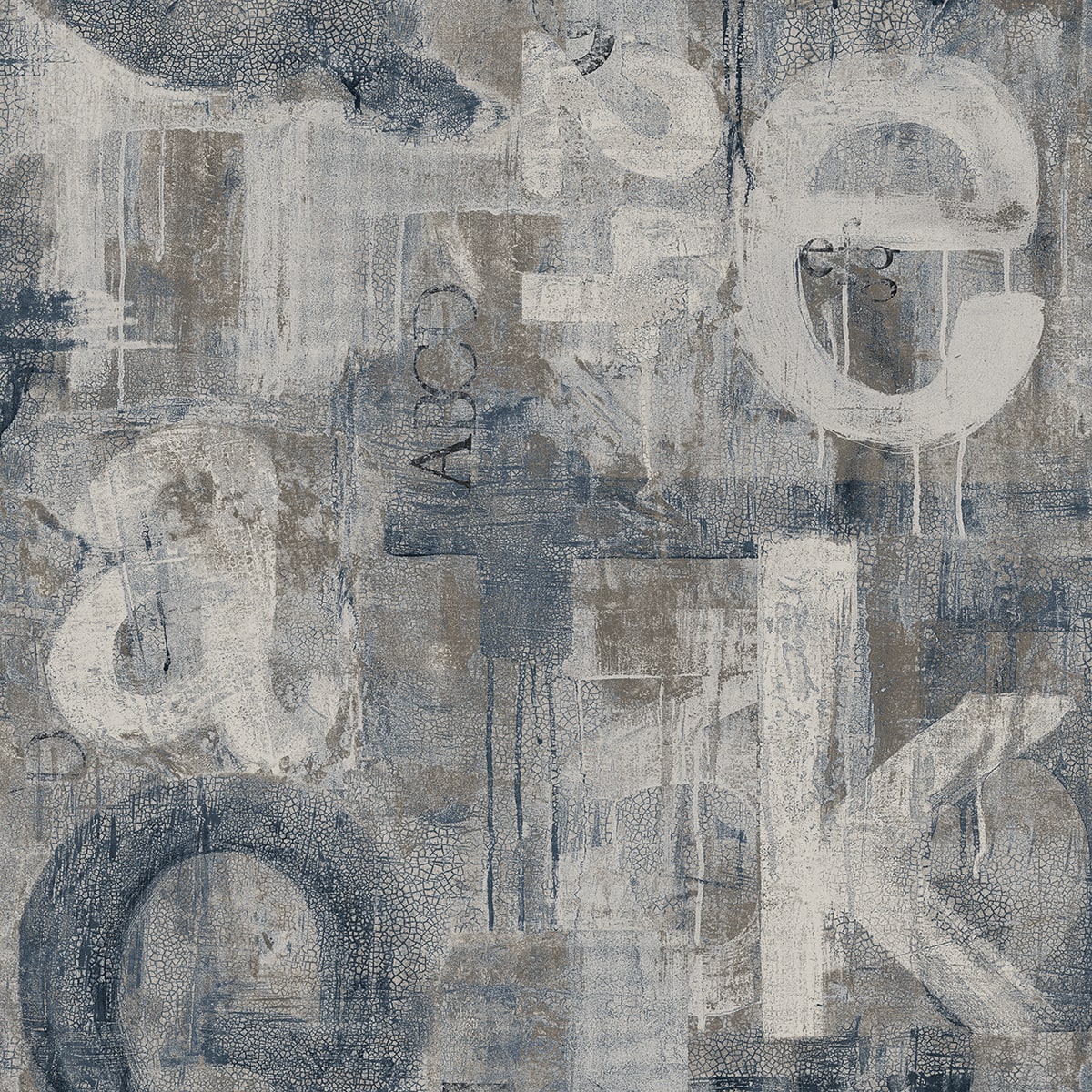Graphic Letters Peel and Stick wallpaper in steel blue and mocha color - pattern number HG12002 - by NextWall in the Peel and Stick Wallpaper by Harry and Grace 4 collection