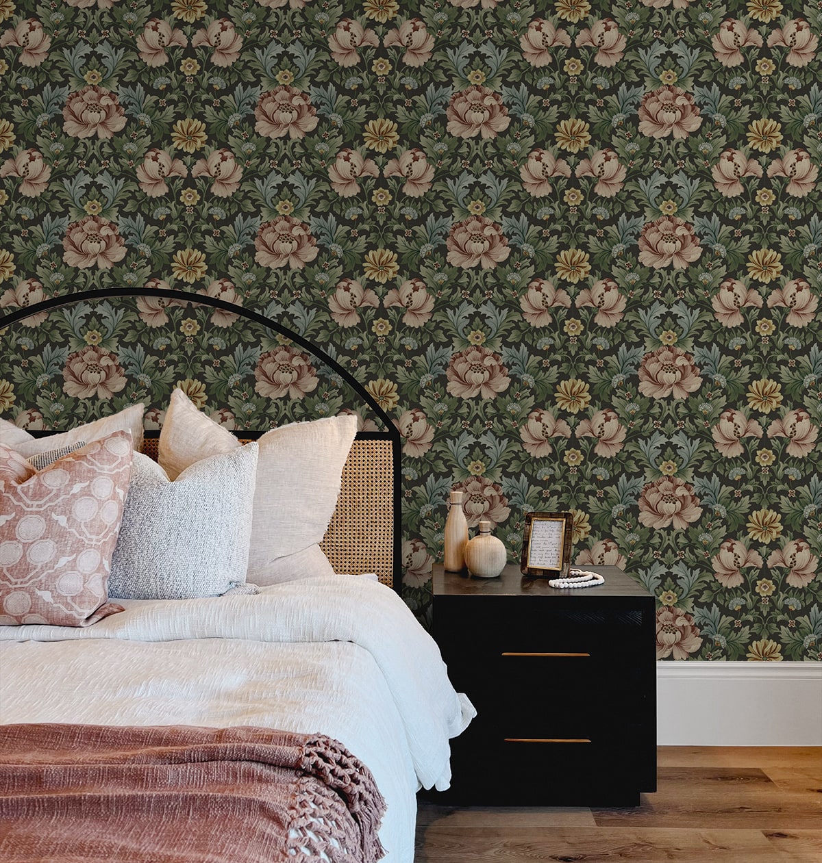 Floral Garden Peel and Stick wallpaper in clove and rosemary color - pattern number HG12606 - by NextWall in the Peel and Stick Wallpaper by Harry and Grace 4 collection