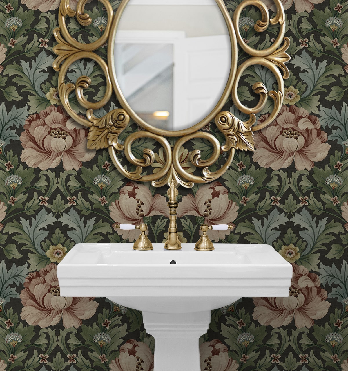 Floral Garden Peel and Stick wallpaper in clove and rosemary color - pattern number HG12606 - by NextWall in the Peel and Stick Wallpaper by Harry and Grace 4 collection