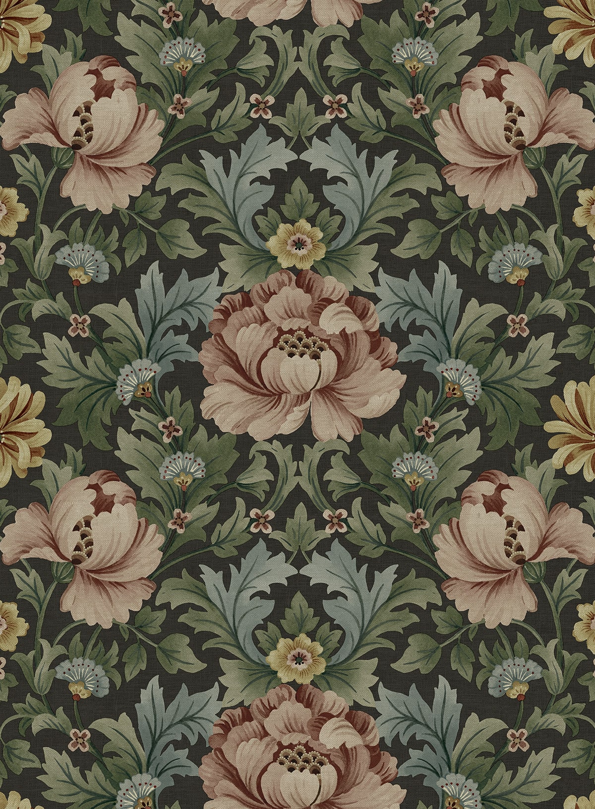 Floral Garden Peel and Stick wallpaper in clove and rosemary color - pattern number HG12606 - by NextWall in the Peel and Stick Wallpaper by Harry and Grace 4 collection