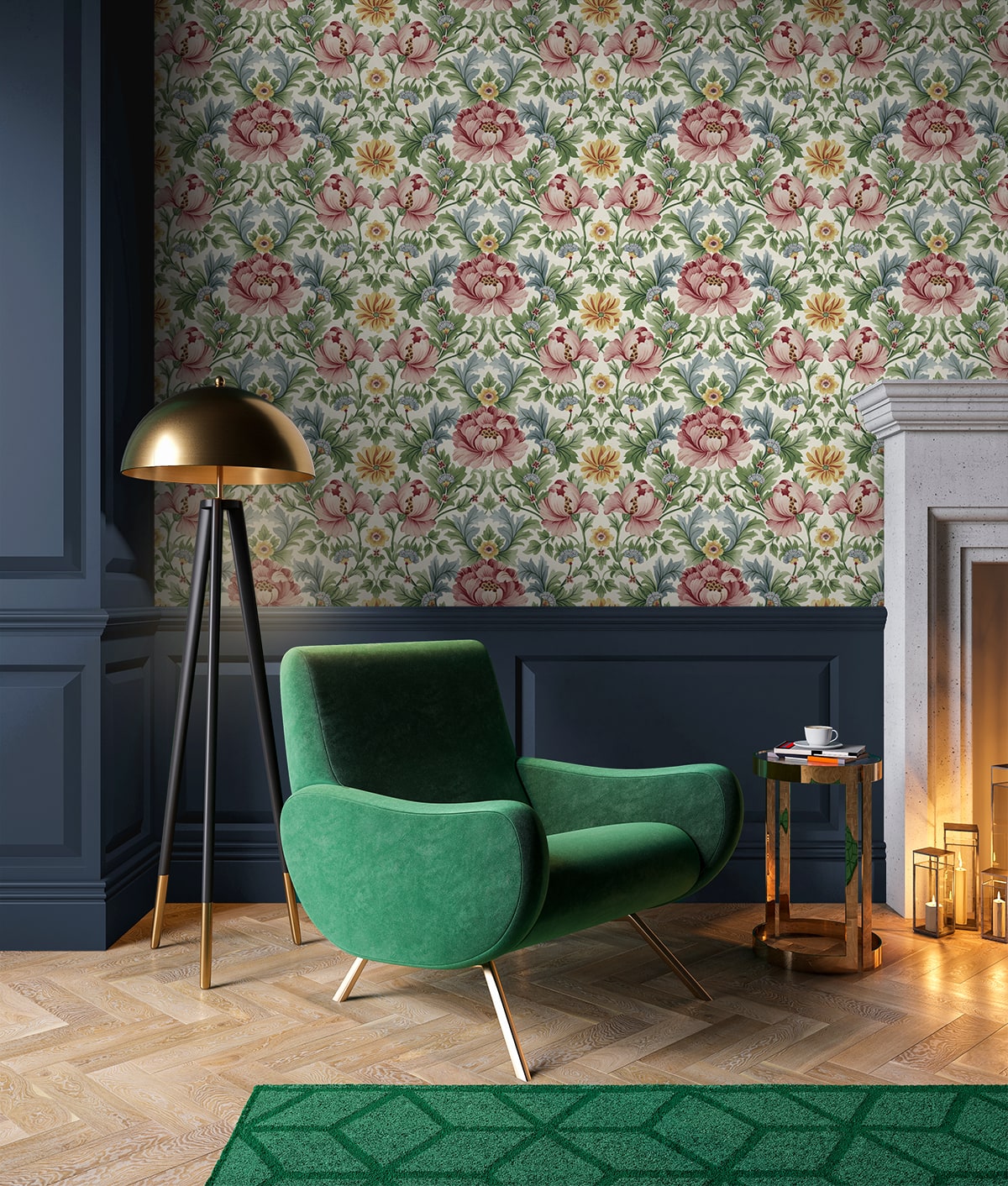 Floral Garden Peel and Stick wallpaper in spring bloom color - pattern number HG12611 - by NextWall in the Peel and Stick Wallpaper by Harry and Grace 4 collection