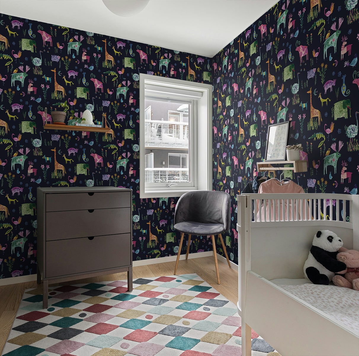 Animals Peel and Stick wallpaper in dark blue color - pattern number HG12802 - by NextWall in the Peel and Stick Wallpaper by Harry and Grace 4 collection