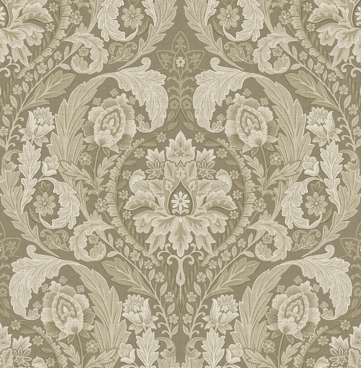 Thornton Vintage Damask Peel and Stick wallpaper in latte color - pattern number HG12905 - by NextWall in the Peel and Stick Wallpaper by Harry and Grace 5 collection