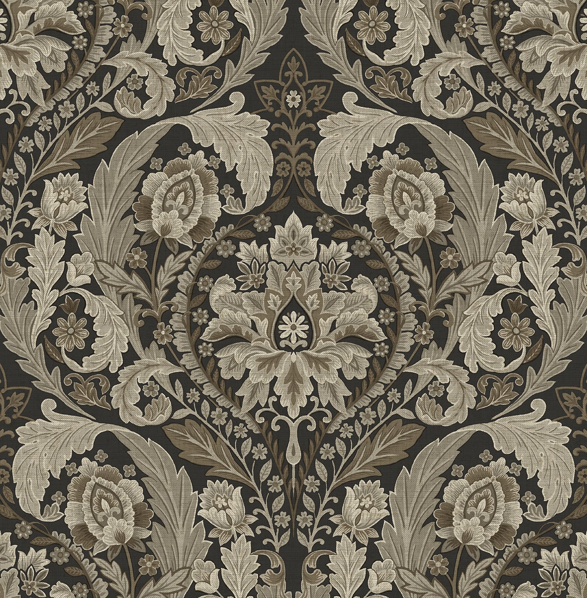 Thornton Vintage Damask Peel and Stick wallpaper in cliffside color - pattern number HG12907 - by NextWall in the Peel and Stick Wallpaper by Harry and Grace 5 collection
