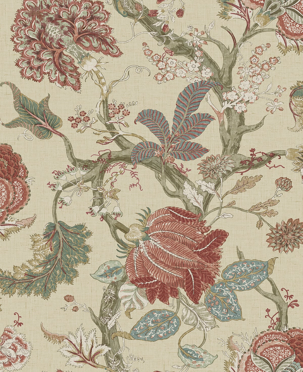 Jacobean Trail Peel and Stick Wallpaper in pine & rosewood color - pattern number HG14201 - by NextWall in the Peel and Stick Wallpaper by Harry and Grace 6 collection