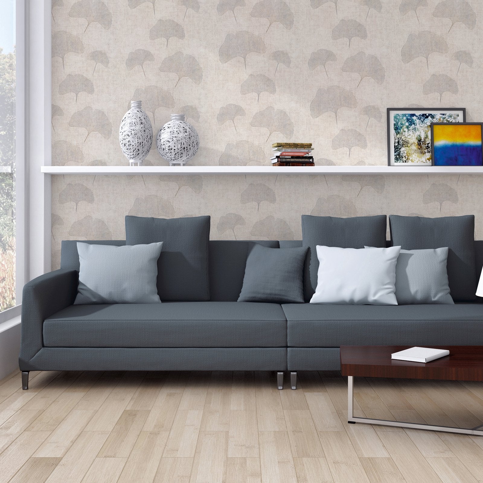 Tree Leaf Wallpaper in Beige color - pattern number HV41061 - by Galerie in the Havana 2 collection