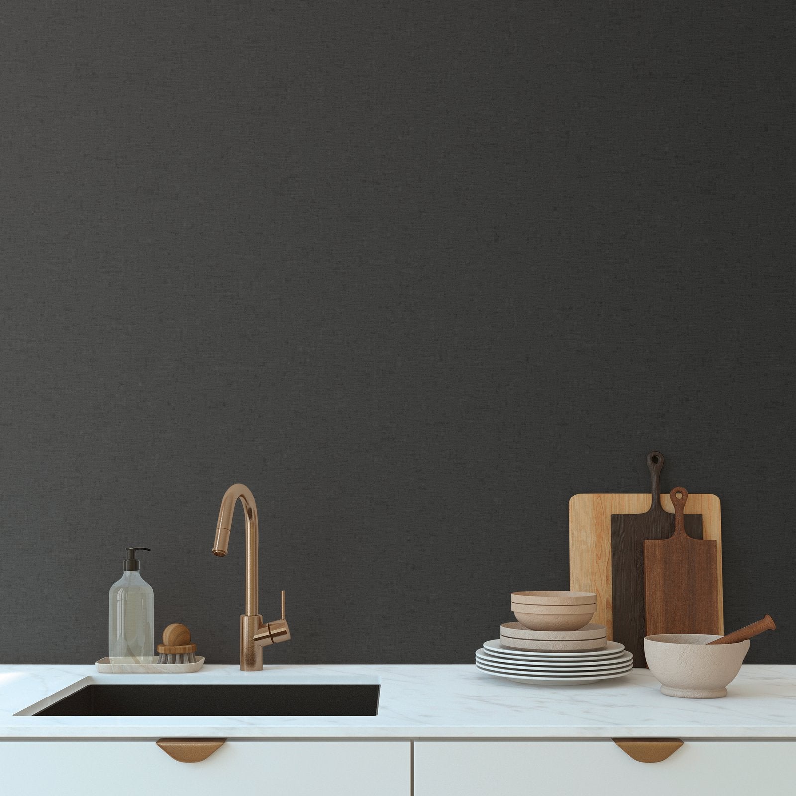 Plain Texture Wallpaper in Black color - pattern number HV41062 - by Galerie in the Havana 2 collection