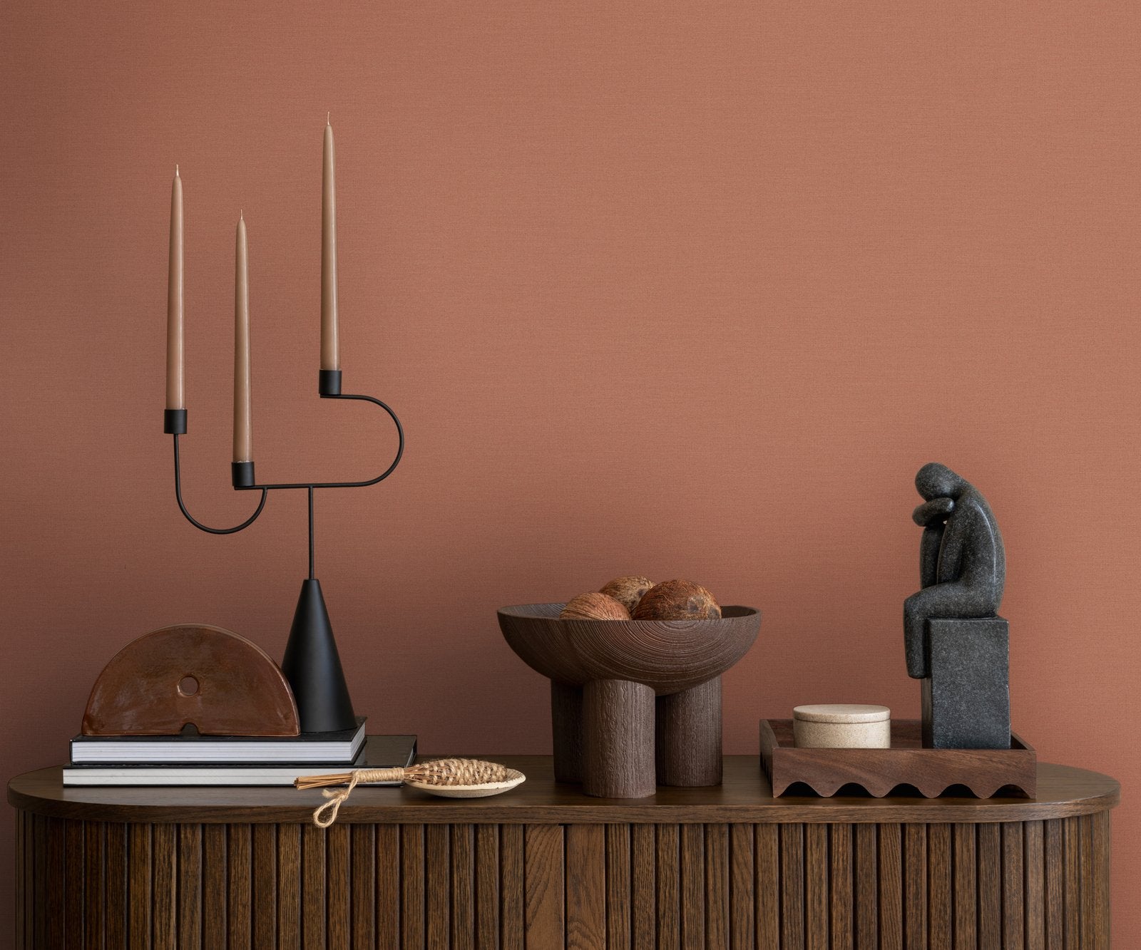 Plain Texture Wallpaper in Orange color - pattern number HV41064 - by Galerie in the Havana 2 collection