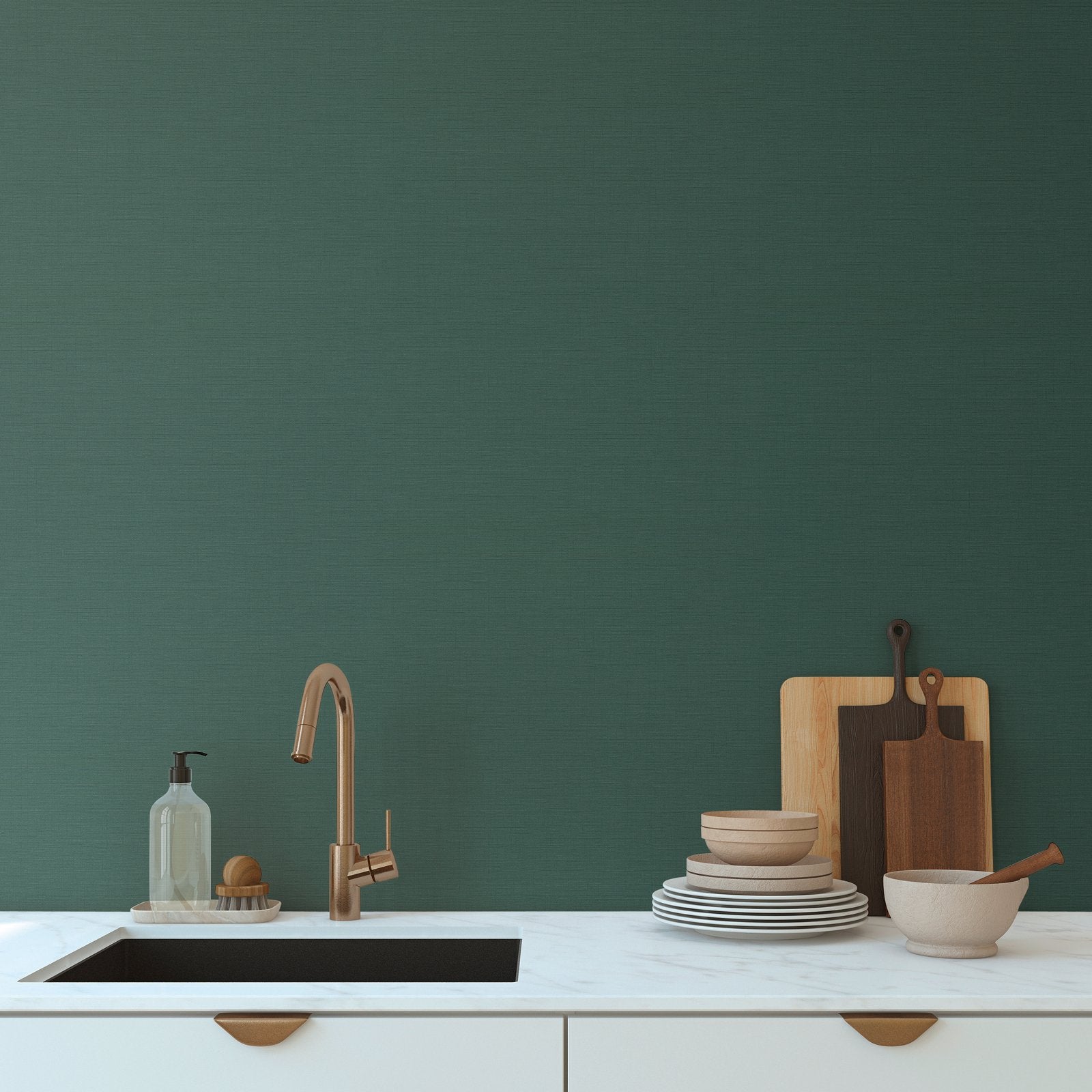 Plain Texture Wallpaper in Green color - pattern number HV41065 - by Galerie in the Havana 2 collection