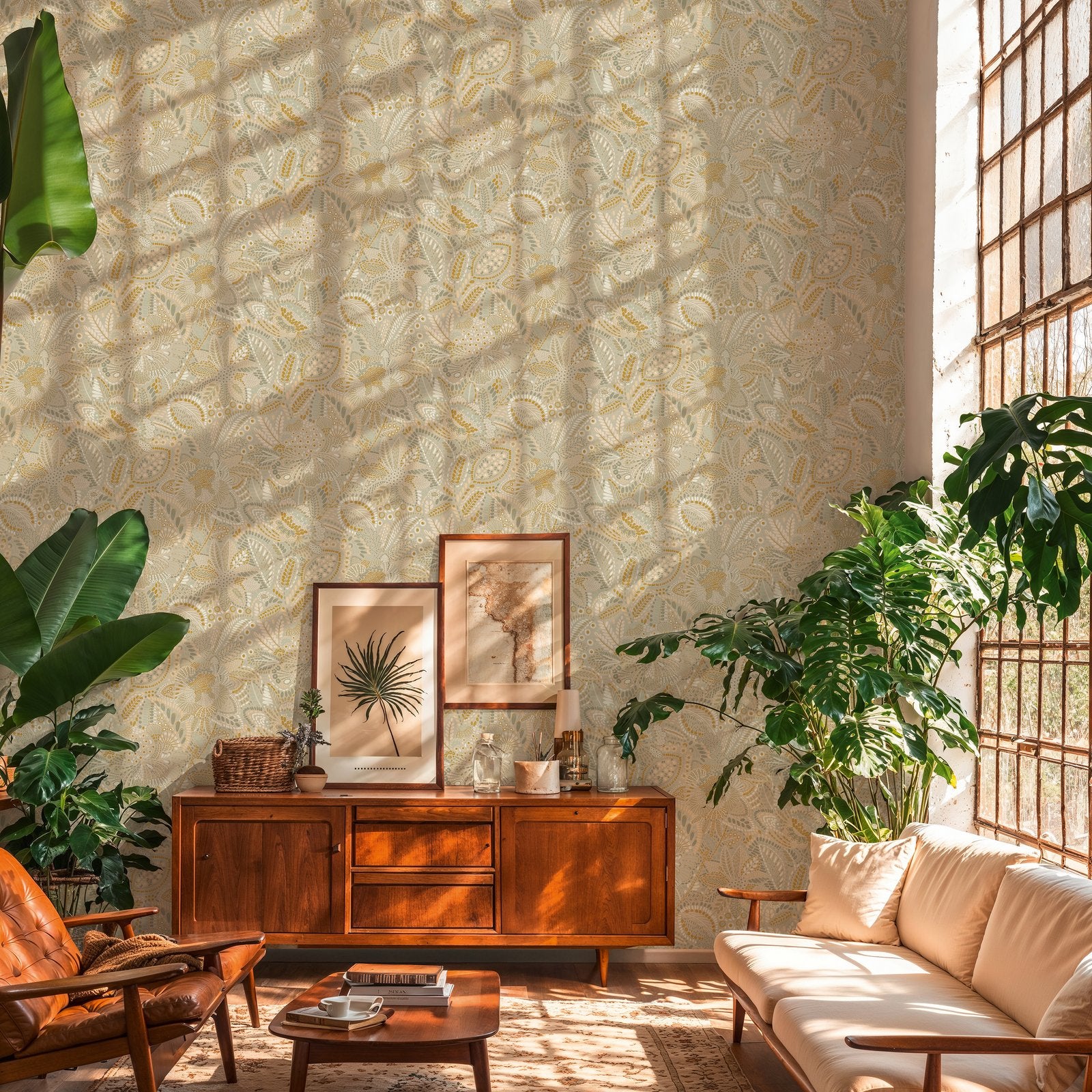 Floral Wallpaper in Beige color - pattern number HV41067 - by Galerie in the Havana 2 collection