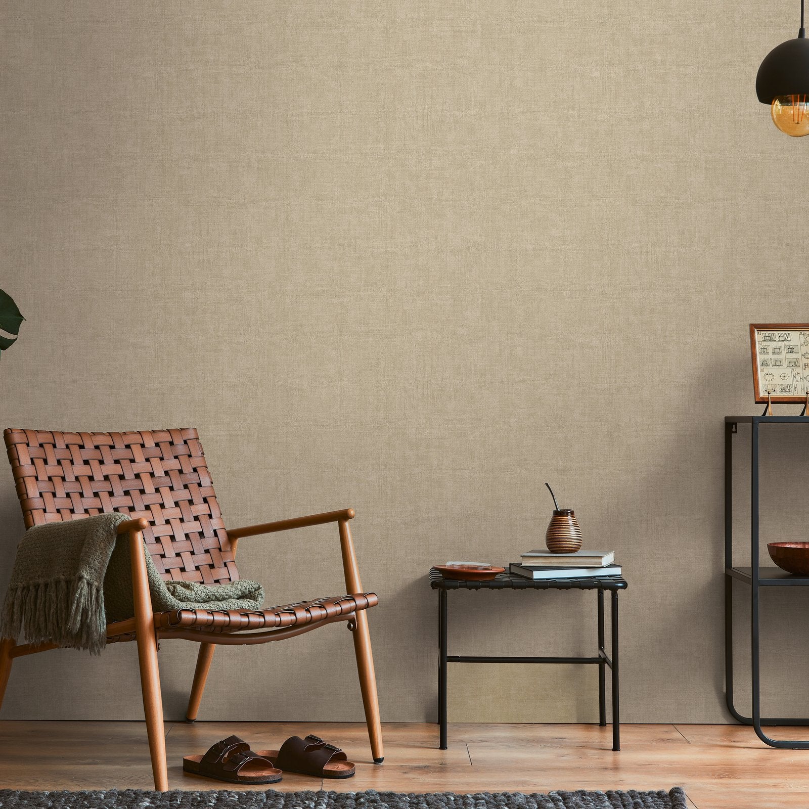 Plain Texture Wallpaper in Bronze Brown color - pattern number HV41069 - by Galerie in the Havana 2 collection