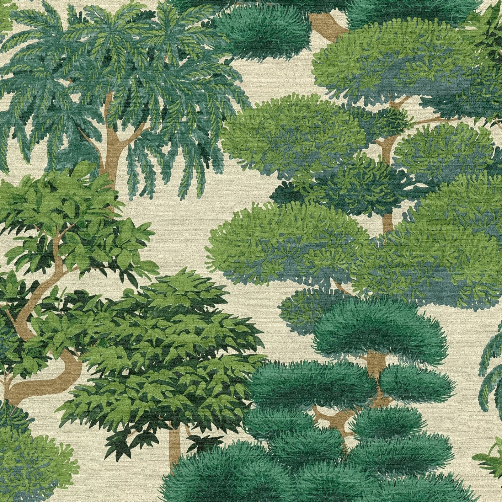 Tree Leaf Wallpaper in Green color - pattern number HV41077 - by Galerie in the Havana 2 collection