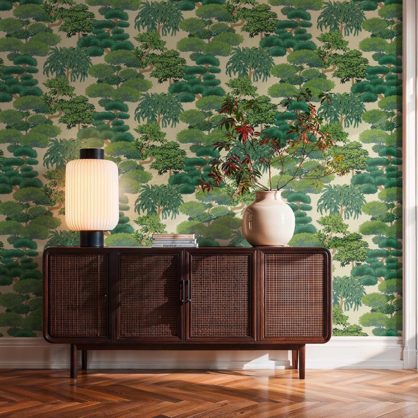 Tree Leaf Wallpaper in Green color - pattern number HV41077 - by Galerie in the Havana 2 collection