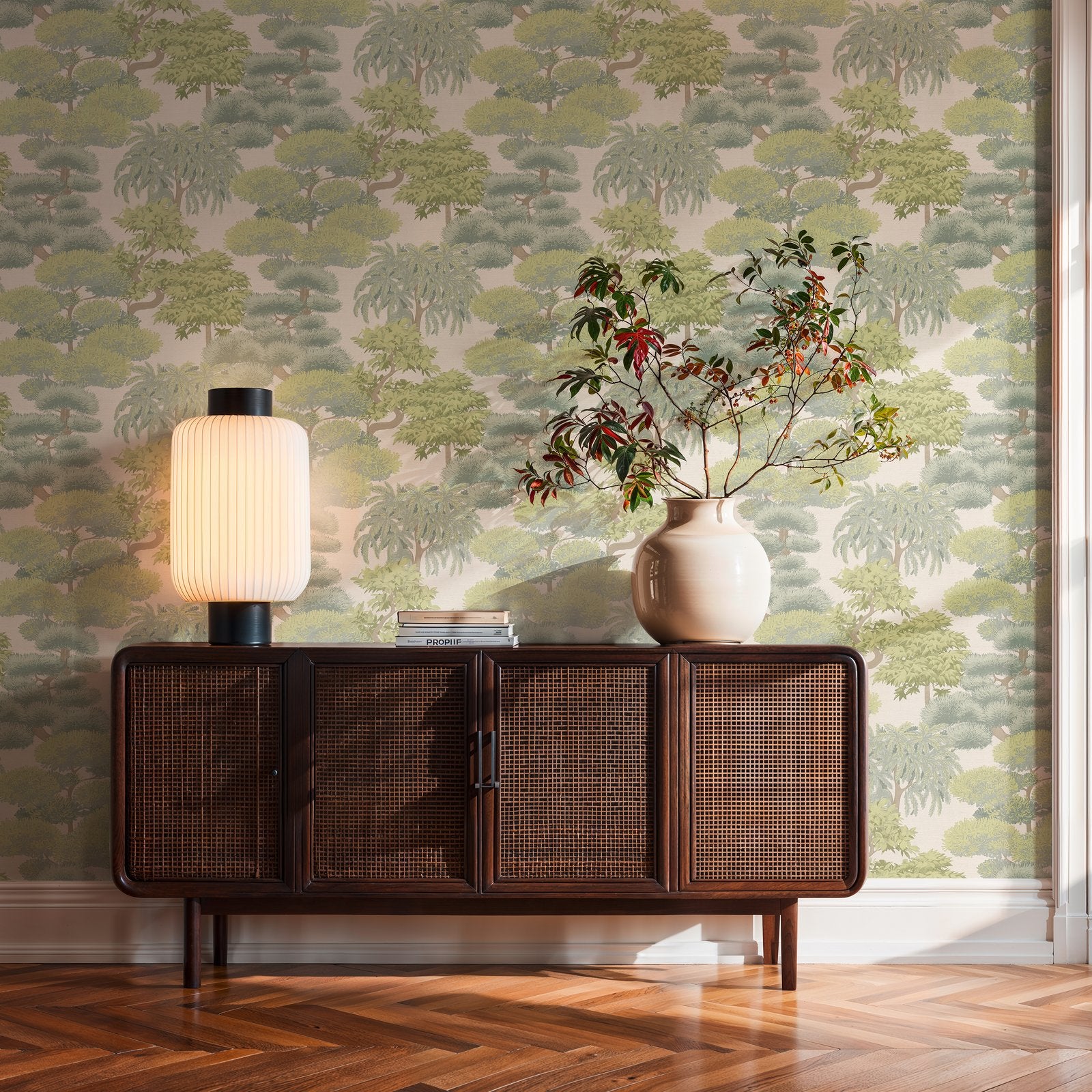 Tree Leaf Wallpaper in Green color - pattern number HV41079 - by Galerie in the Havana 2 collection