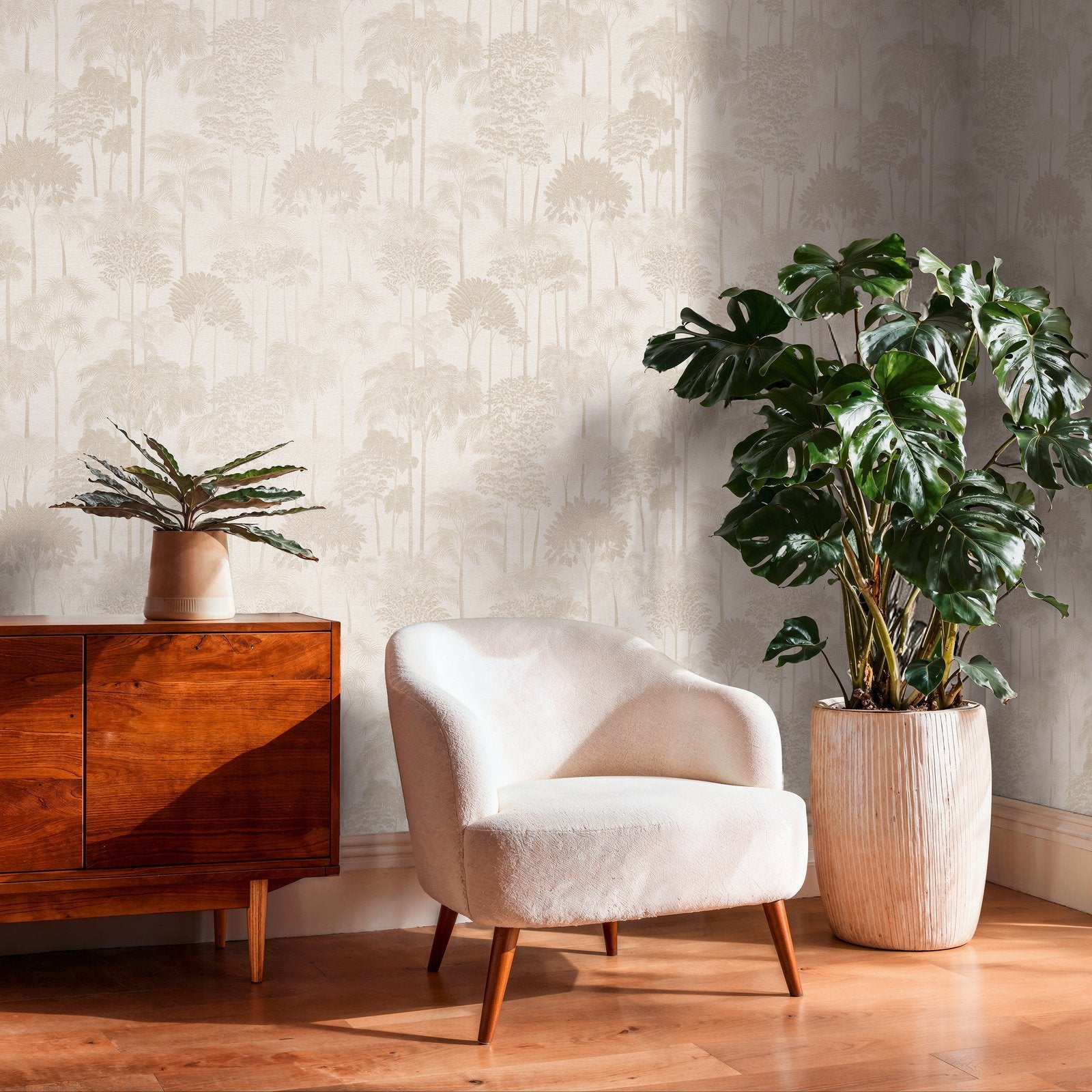 Tree Leaf Wallpaper in Beige color - pattern number HV41081 - by Galerie in the Havana 2 collection