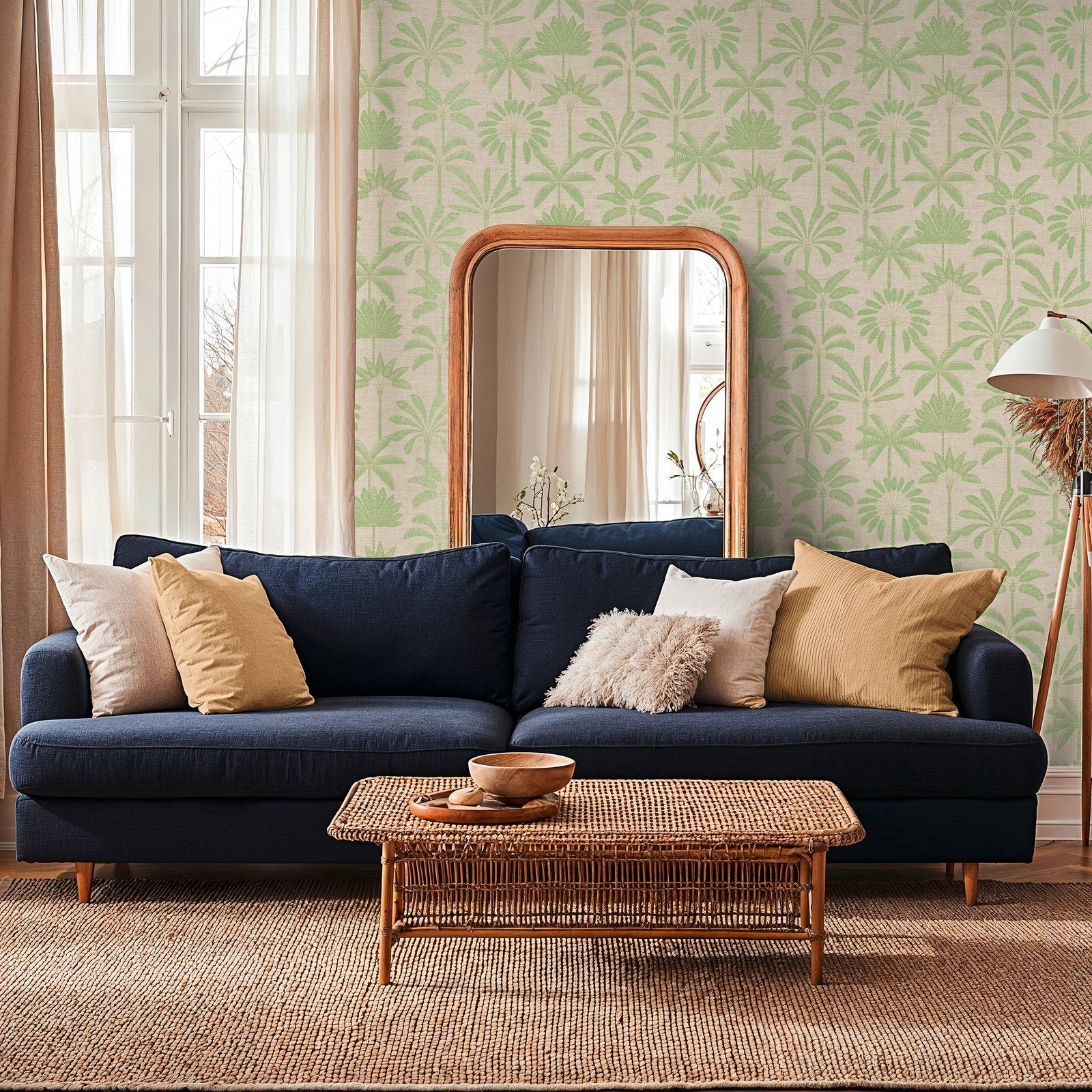 Tree Leaf Wallpaper in Green color - pattern number HV41087 - by Galerie in the Havana 2 collection