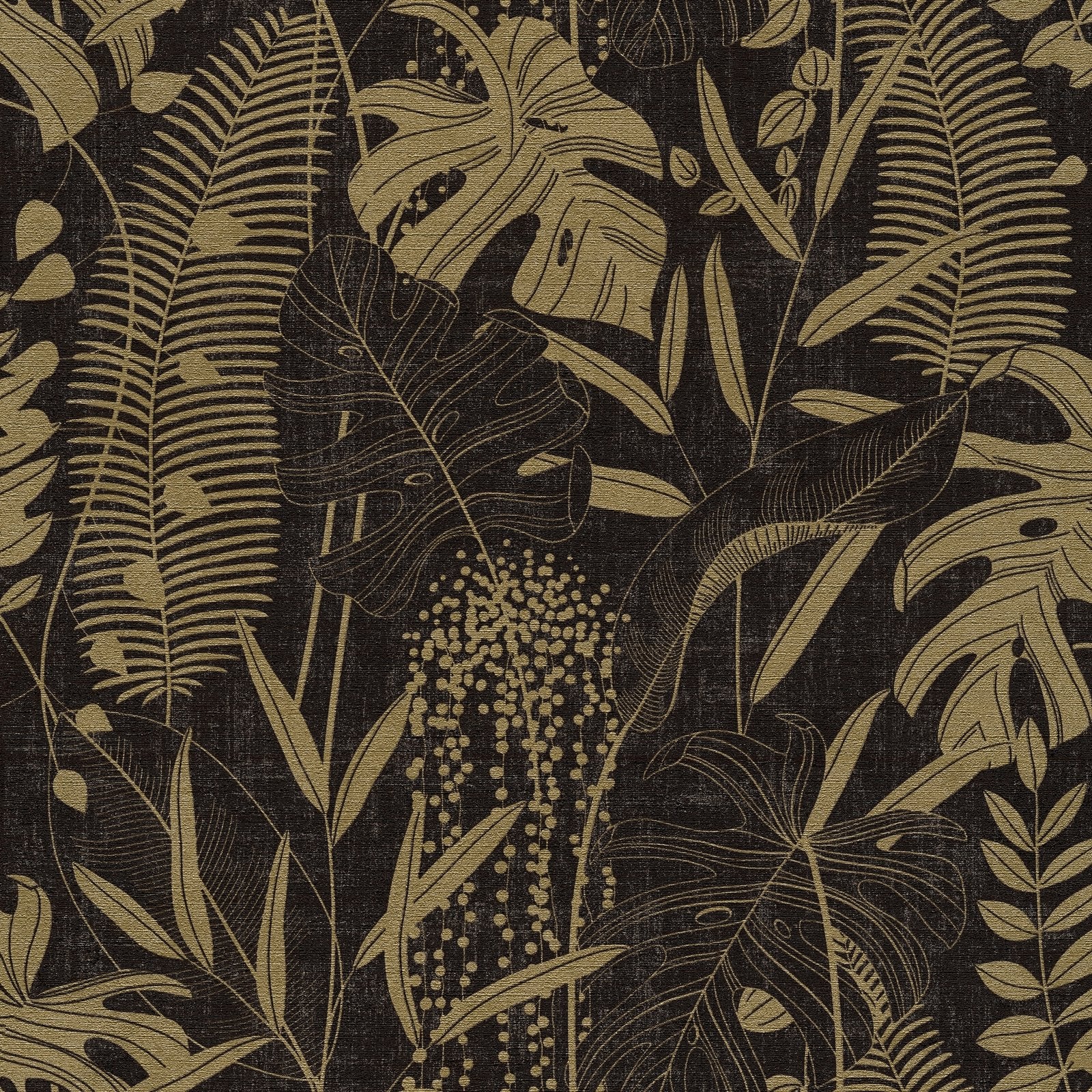 Tree Leaf Wallpaper in Gold color - pattern number HV41092 - by Galerie in the Havana 2 collection